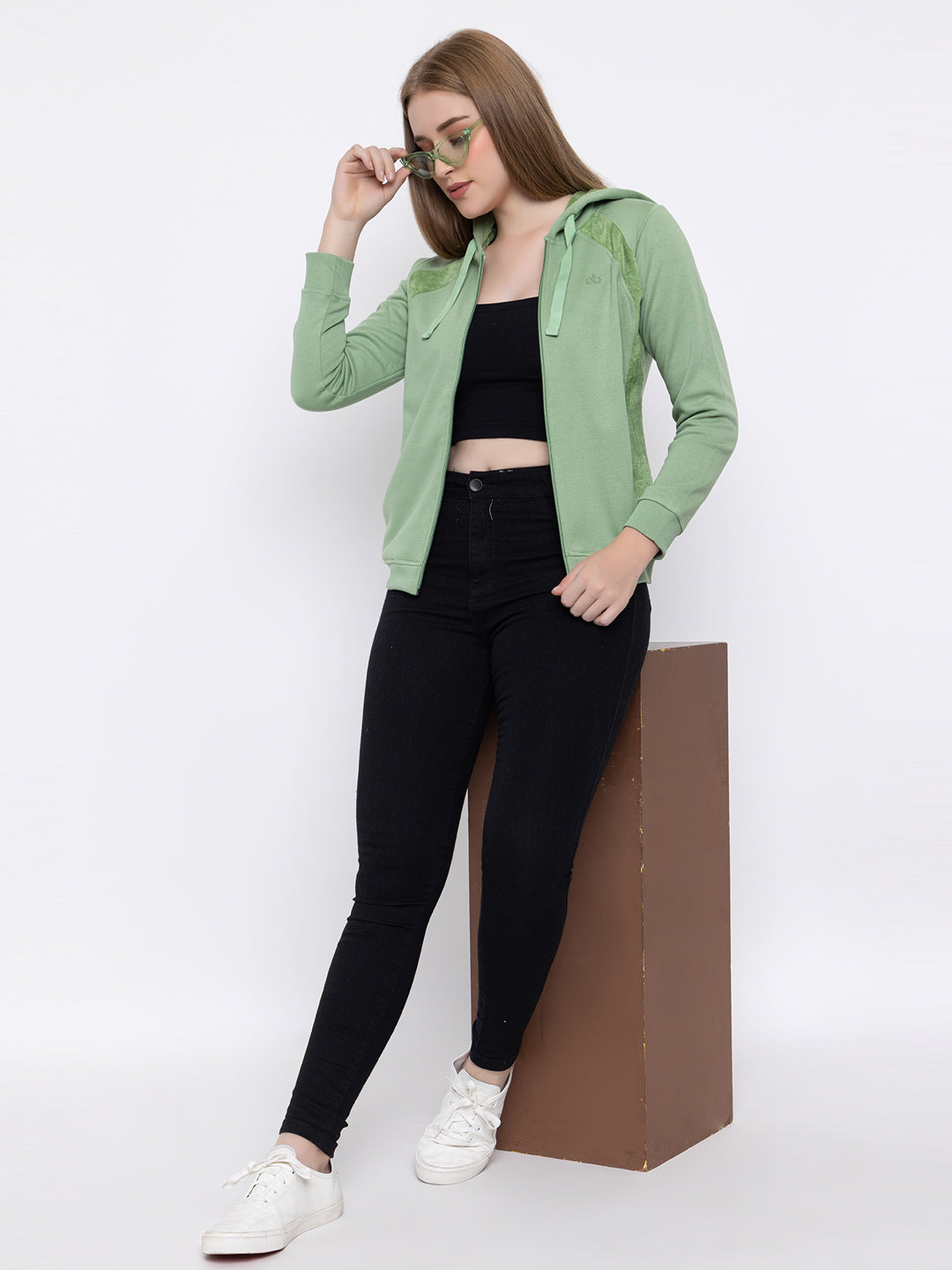 ANGELBELLS Women Designer Hoodie Sweatshirt (6432 FH - KIWI)