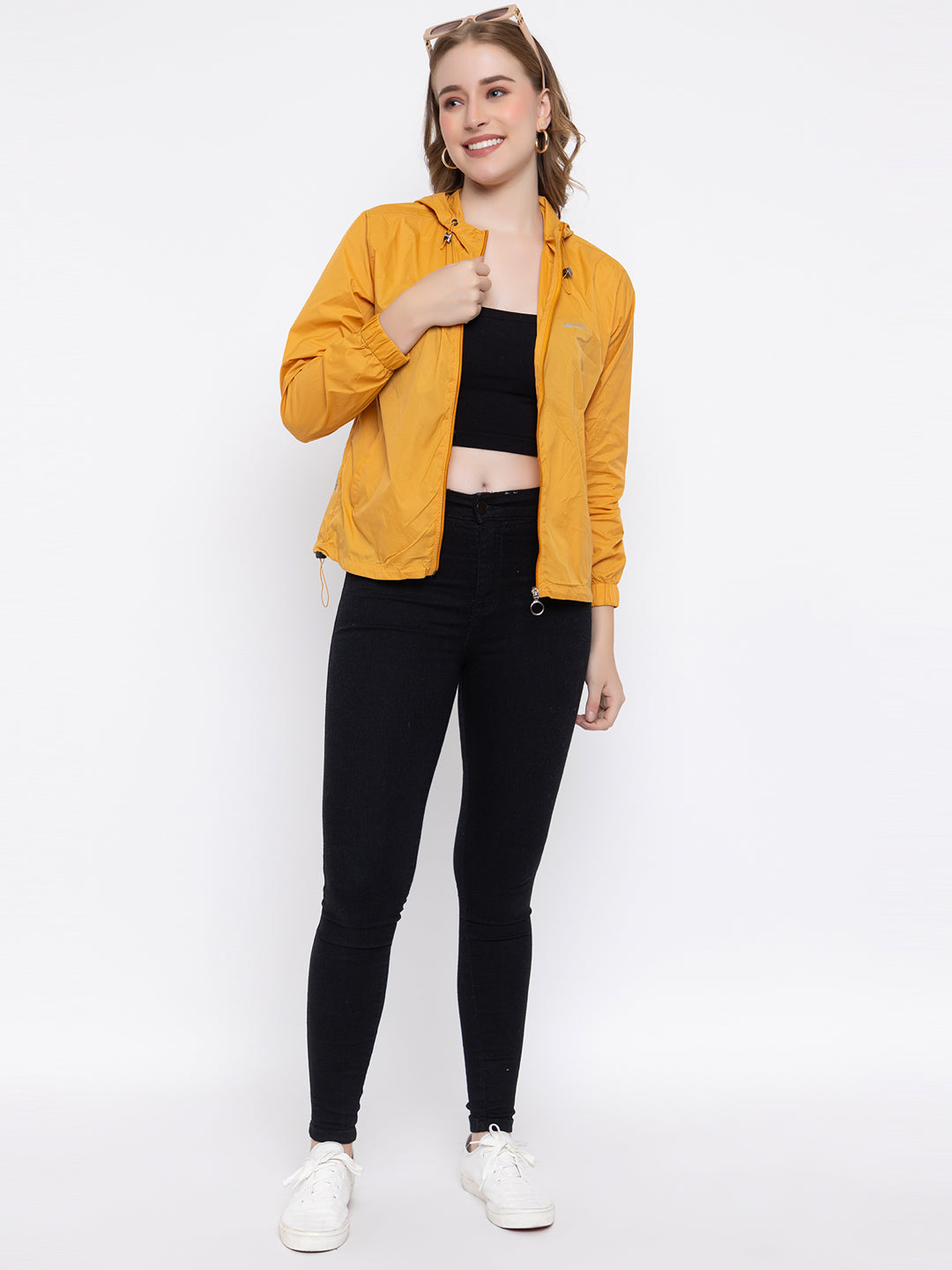 Mustard Yellow Hooded Windproof – Lightweight & Stylish | Activewear