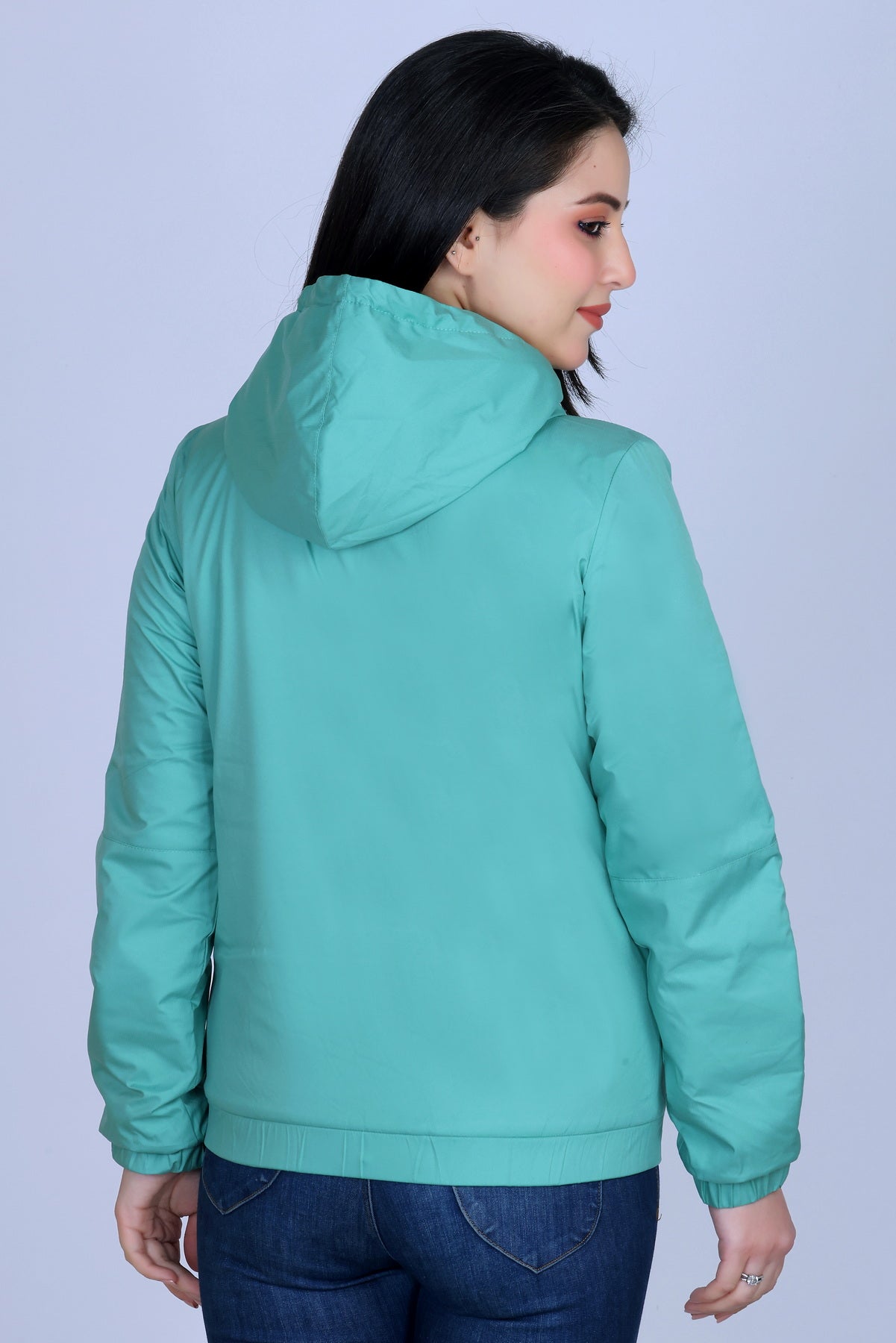 **Angelbells Green-Navy Reversible Hoodie: Elastic Dual-NS Bomber Bliss**