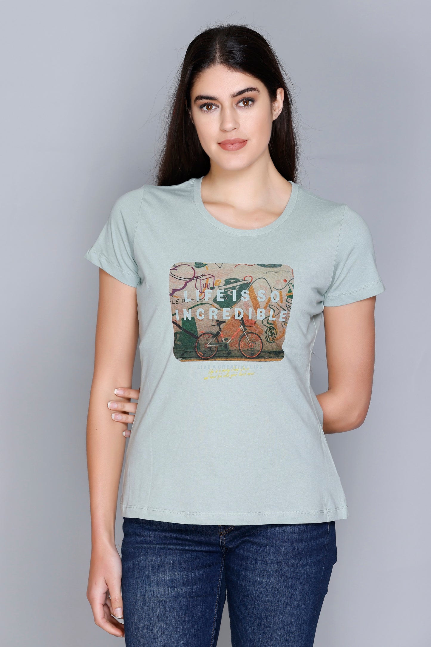 Life Is So Incredible Graphic Tee – Inspiring Cyan Graphic T-Shirt | ANGELBELLS