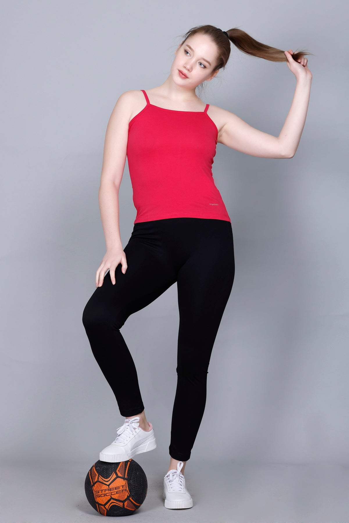 ANGELBELLS | Women's Red Sports Gym Wear Stretchable Cotton T-shirt