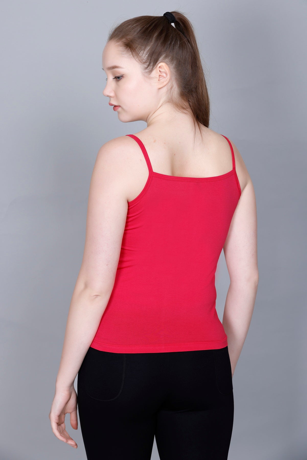Women's Red Sports Gym Wear Stretchable Cotton T-shirt