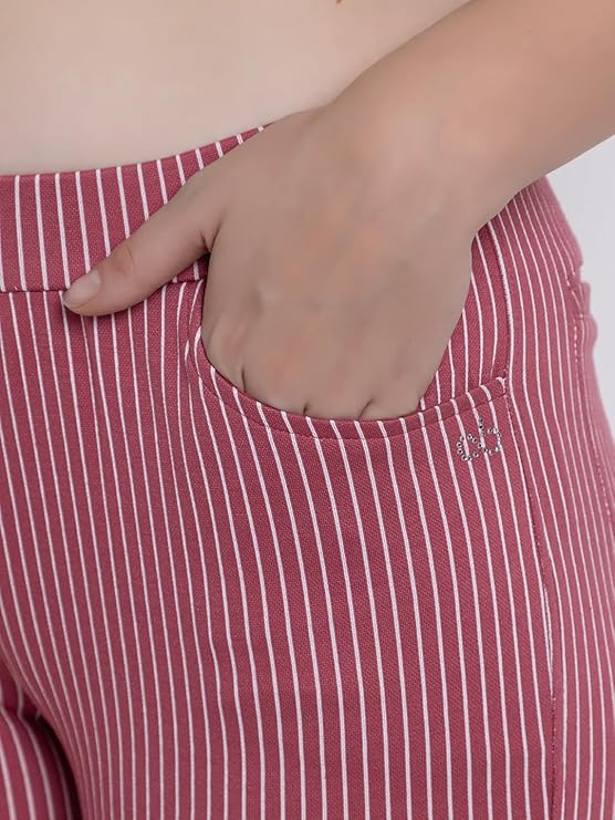 ANGELBELLS Women’s Striped Slim-Fit Pants – Comfy & Stylish Everyday Wear