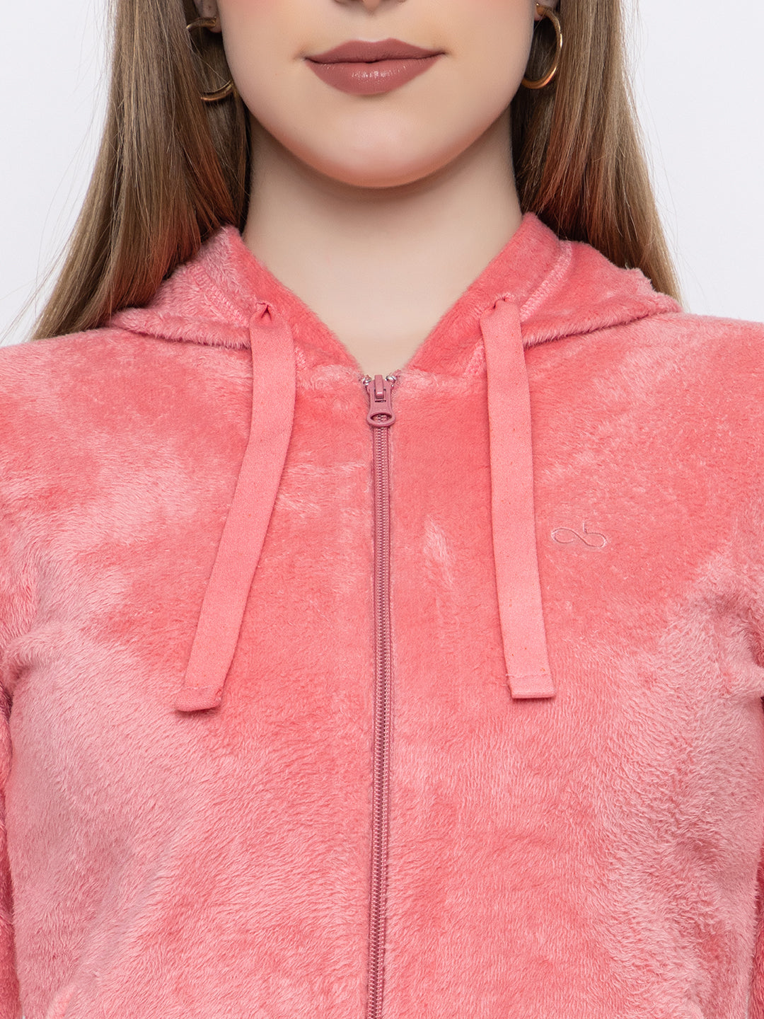 ANGELBELLS Women’s Pink Velvet Hoodie – Soft & Cozy Full-Zip Sweatshirt