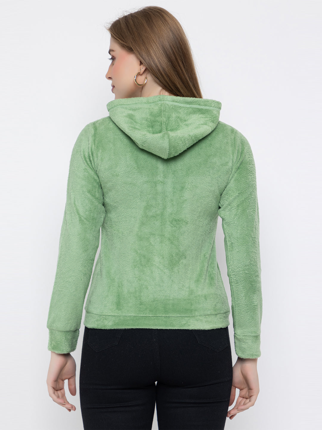 ANGELBELLS Women’s  Kiwi Velvet Hoodie – Soft & Cozy Full-Zip Sweatshirt