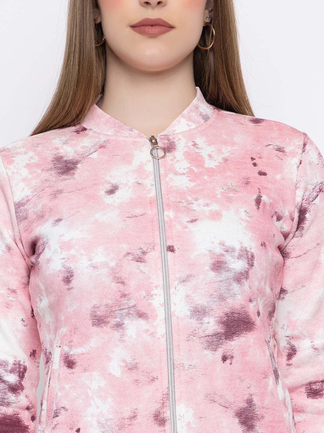 ANGELBELLS Women's Wine Pink Tia N Dye Zip-Up Jacket – Stylish & Comfortable Outerwear