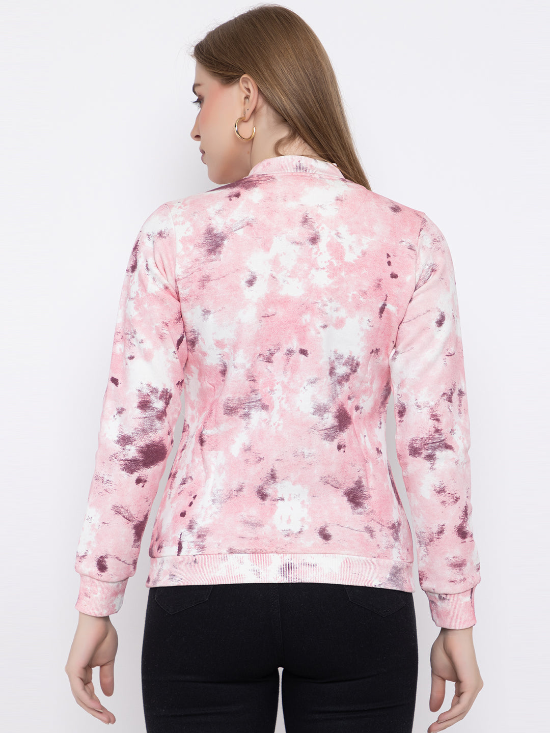 ANGELBELLS Women's Wine Pink Tia N Dye Zip-Up Jacket – Stylish & Comfortable Outerwear