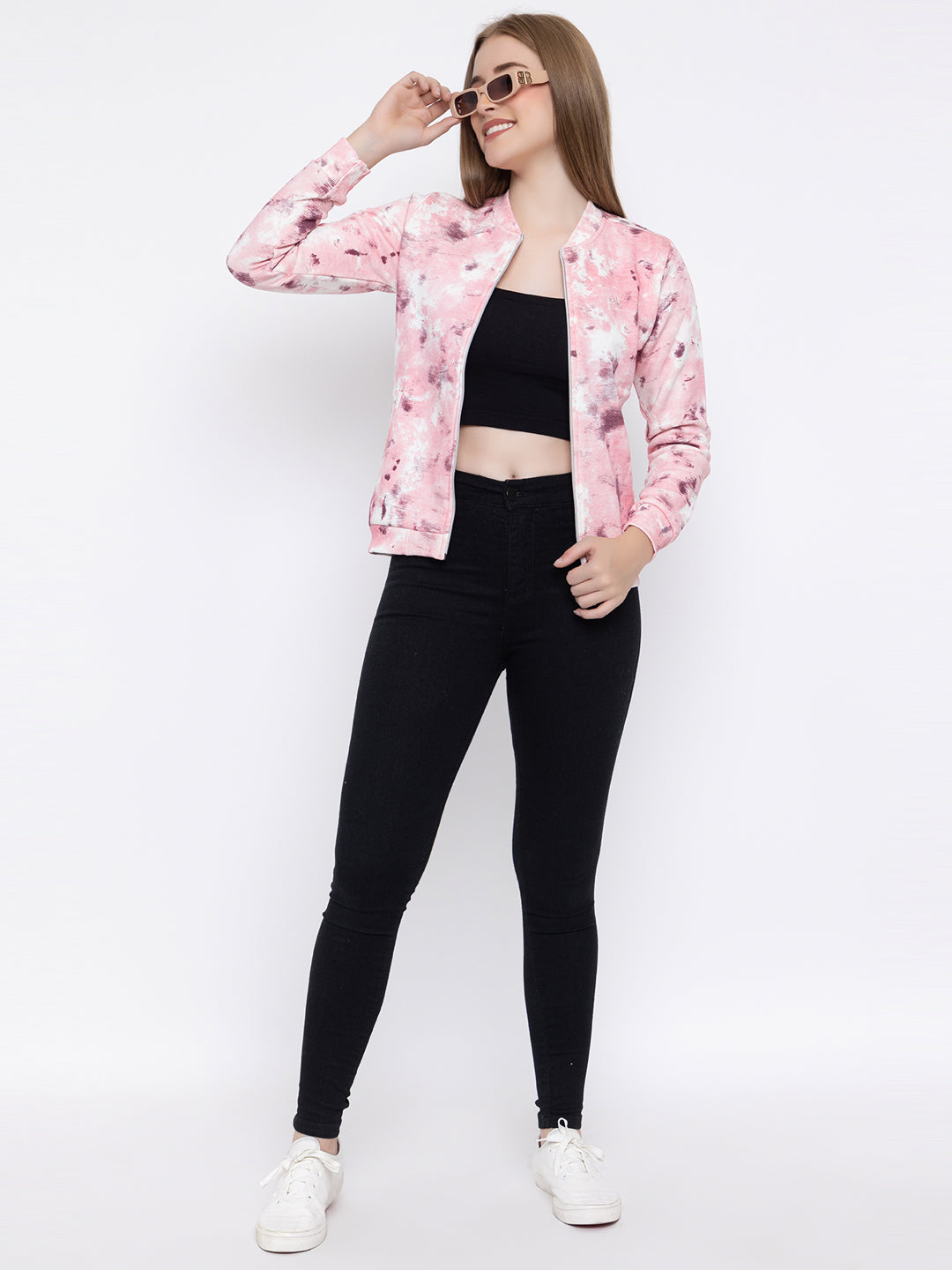 ANGELBELLS Women's Wine Pink Tia N Dye Zip-Up Jacket – Stylish & Comfortable Outerwear