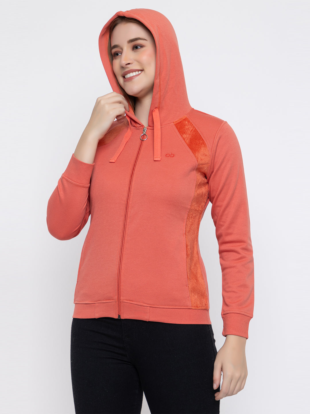 ANGELBELLS Women Designer Hoodie Sweatshirt (6432 FH - CORAL)