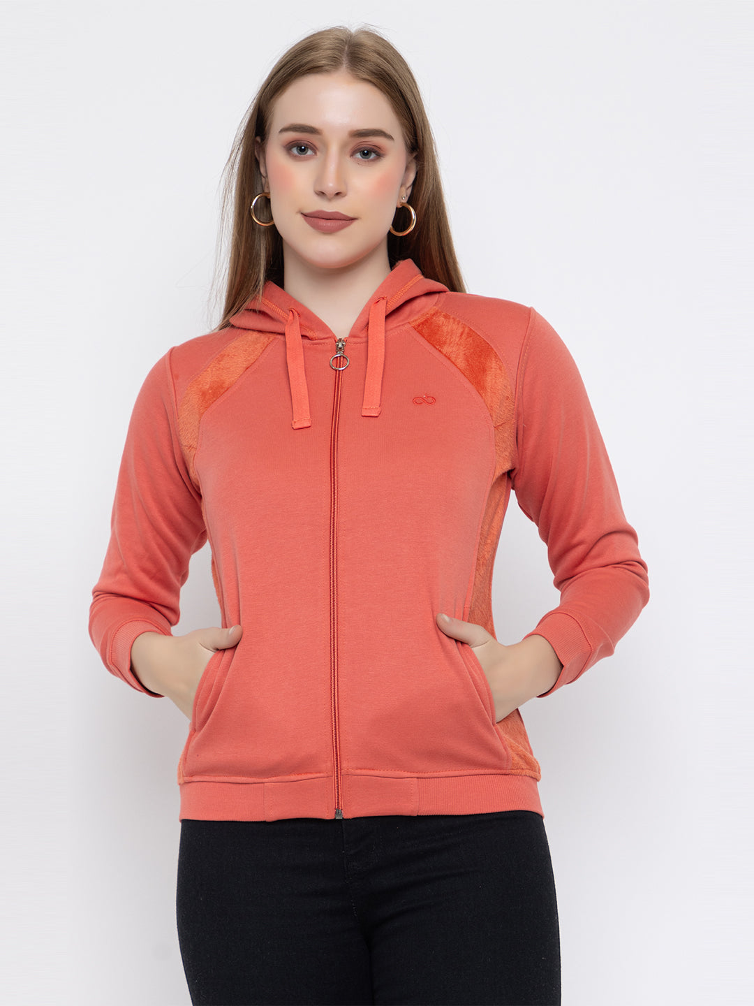 ANGELBELLS Women Designer Hoodie Sweatshirt (6432 FH - CORAL)