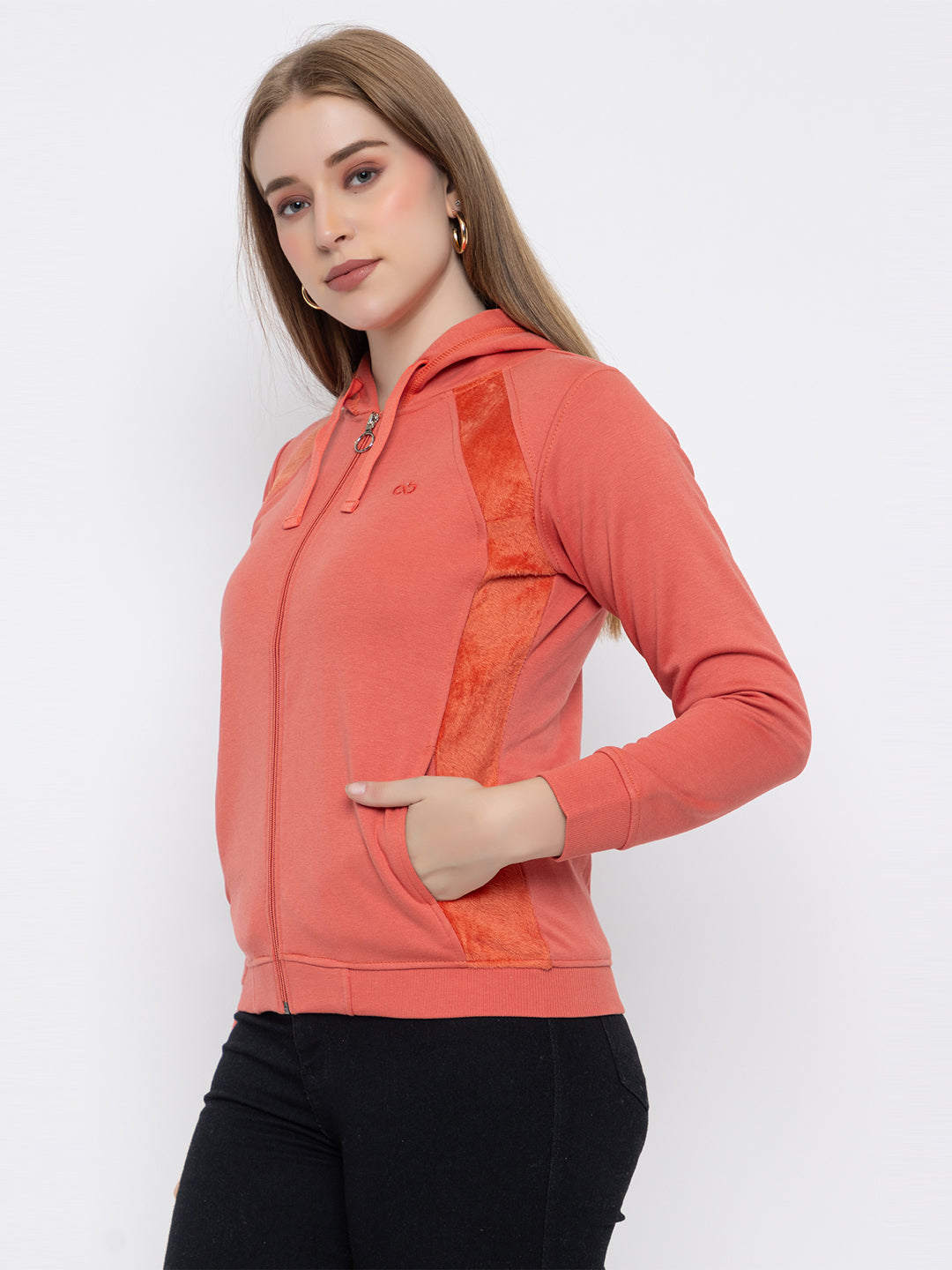 ANGELBELLS Women Designer Hoodie Sweatshirt (6432 FH - CORAL)
