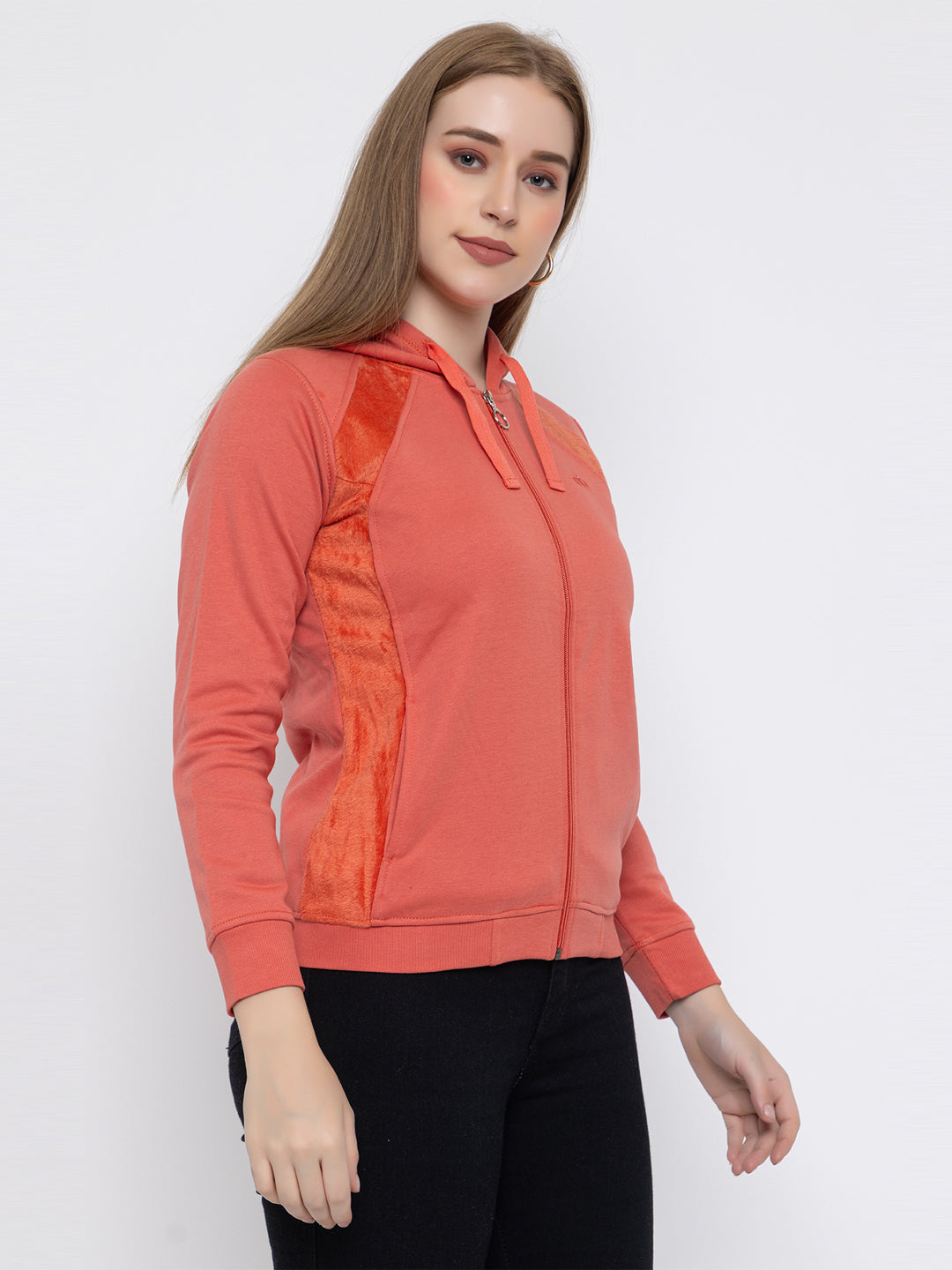 ANGELBELLS Women Designer Hoodie Sweatshirt (6432 FH - CORAL)