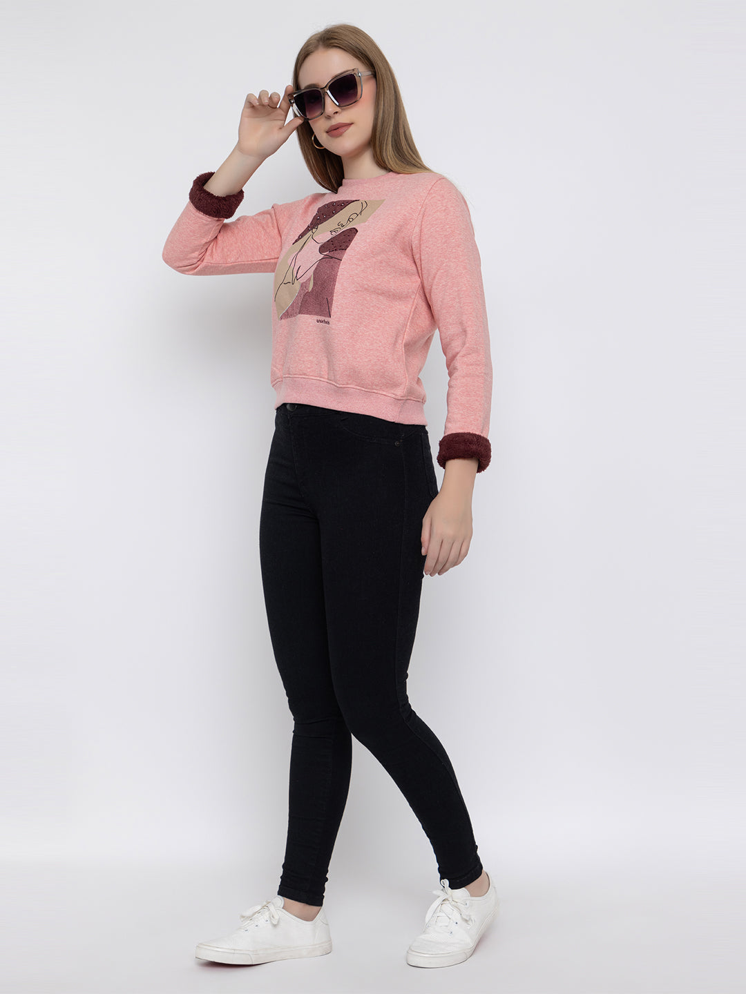 Pink Graphic Sweatshirt – Cozy & Chic Winter Wear | ANGELBELLS