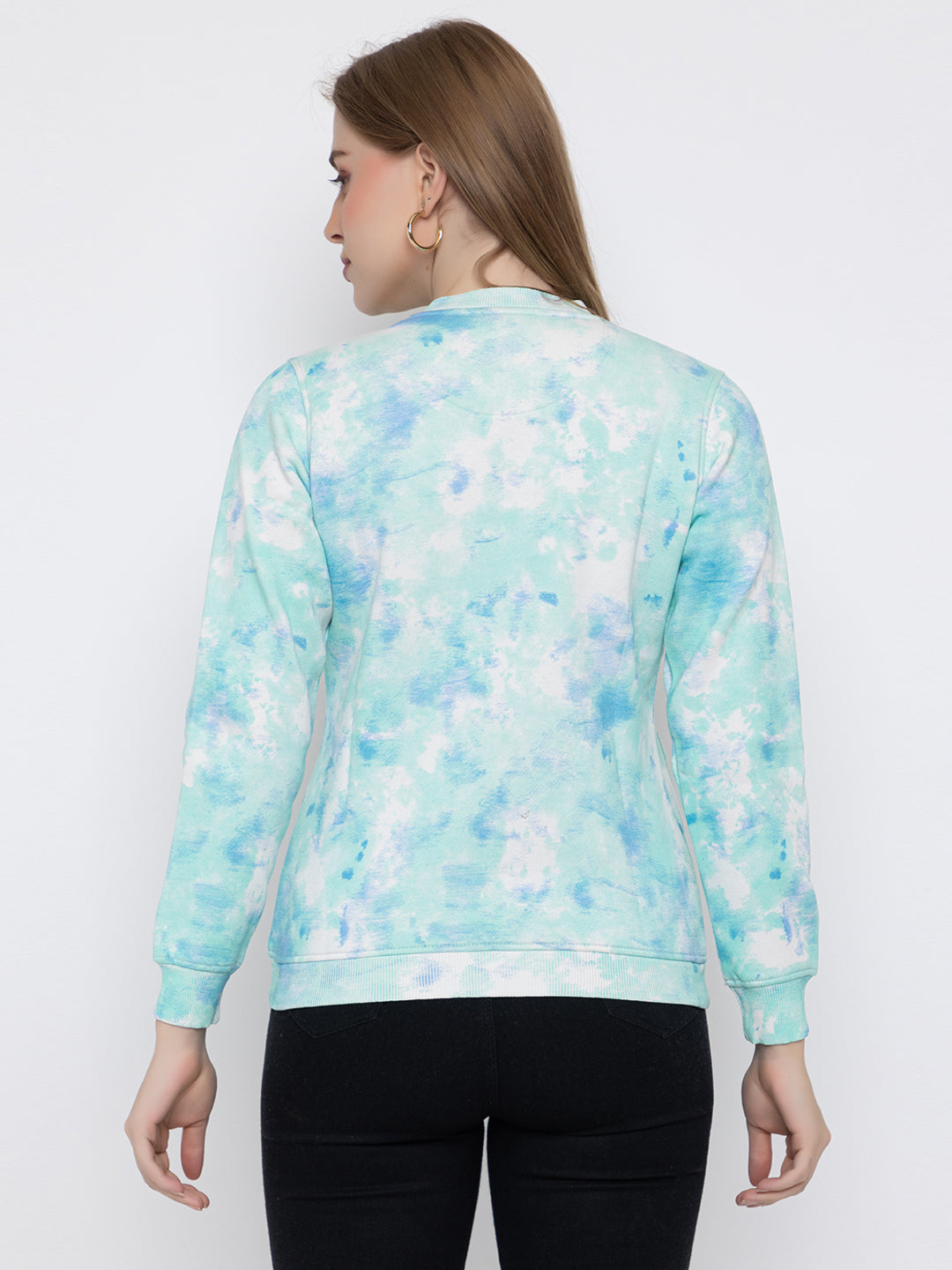 ANGELBELLS Women's Sea Green Tie N Dye Zip-Up Jacket – Stylish & Comfortable Outerwear