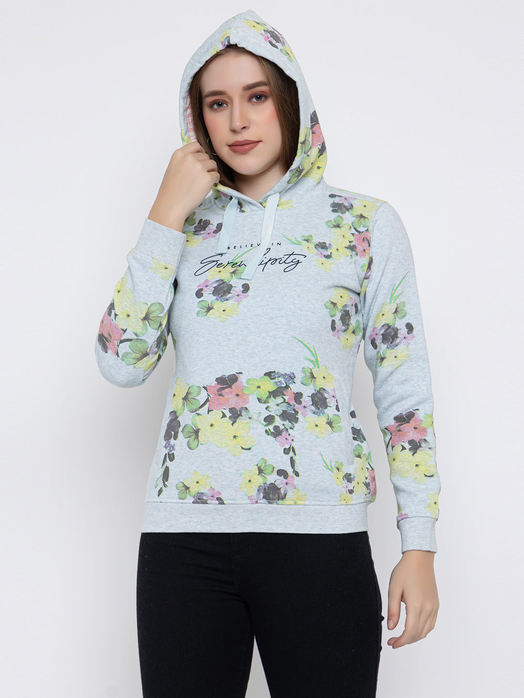 ANGELBELLS | Women's Stylish Hoodie Fleece Floral Sweatshirt