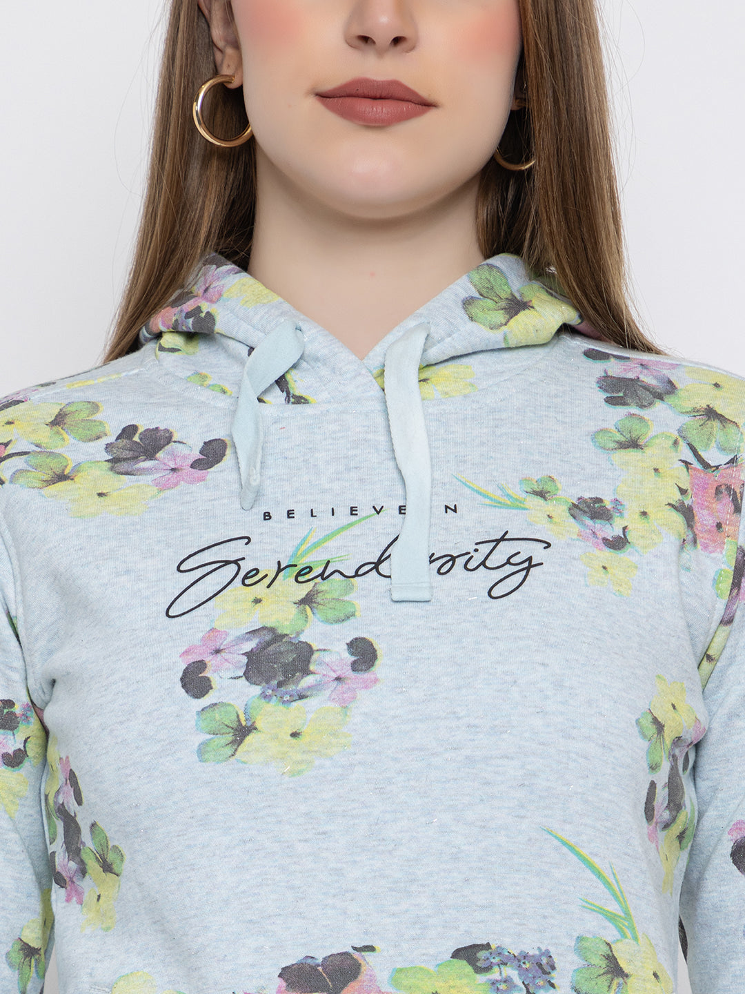 ANGELBELLS | Women's Stylish Hoodie Fleece Floral Sweatshirt