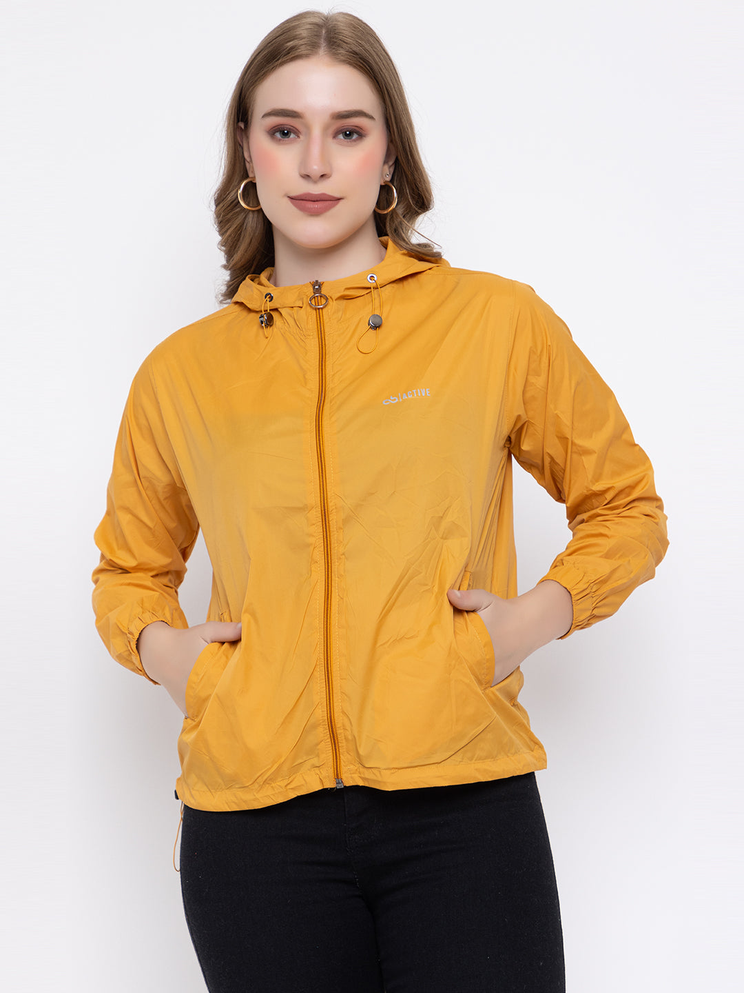 Mustard Yellow Hooded Windproof – Lightweight & Stylish | Activewear