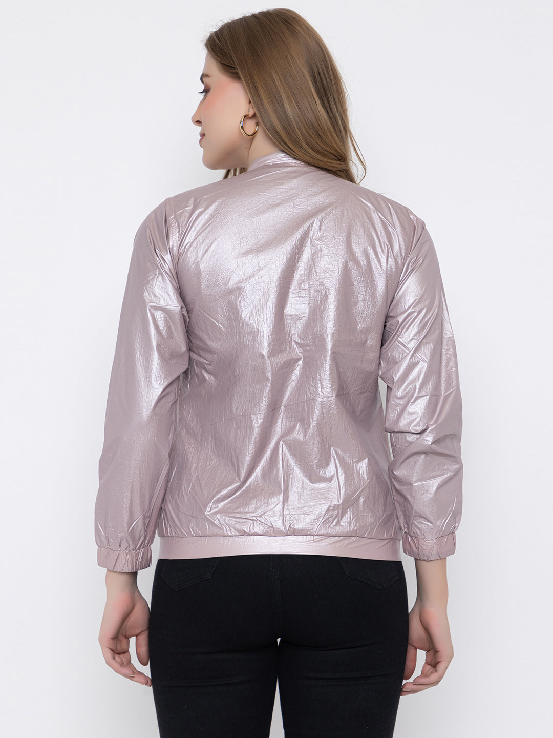 ANGELBELLS | Reversible Women’s Lightweight Jacket – Metallic Pink & Wine, Rose gold Zip