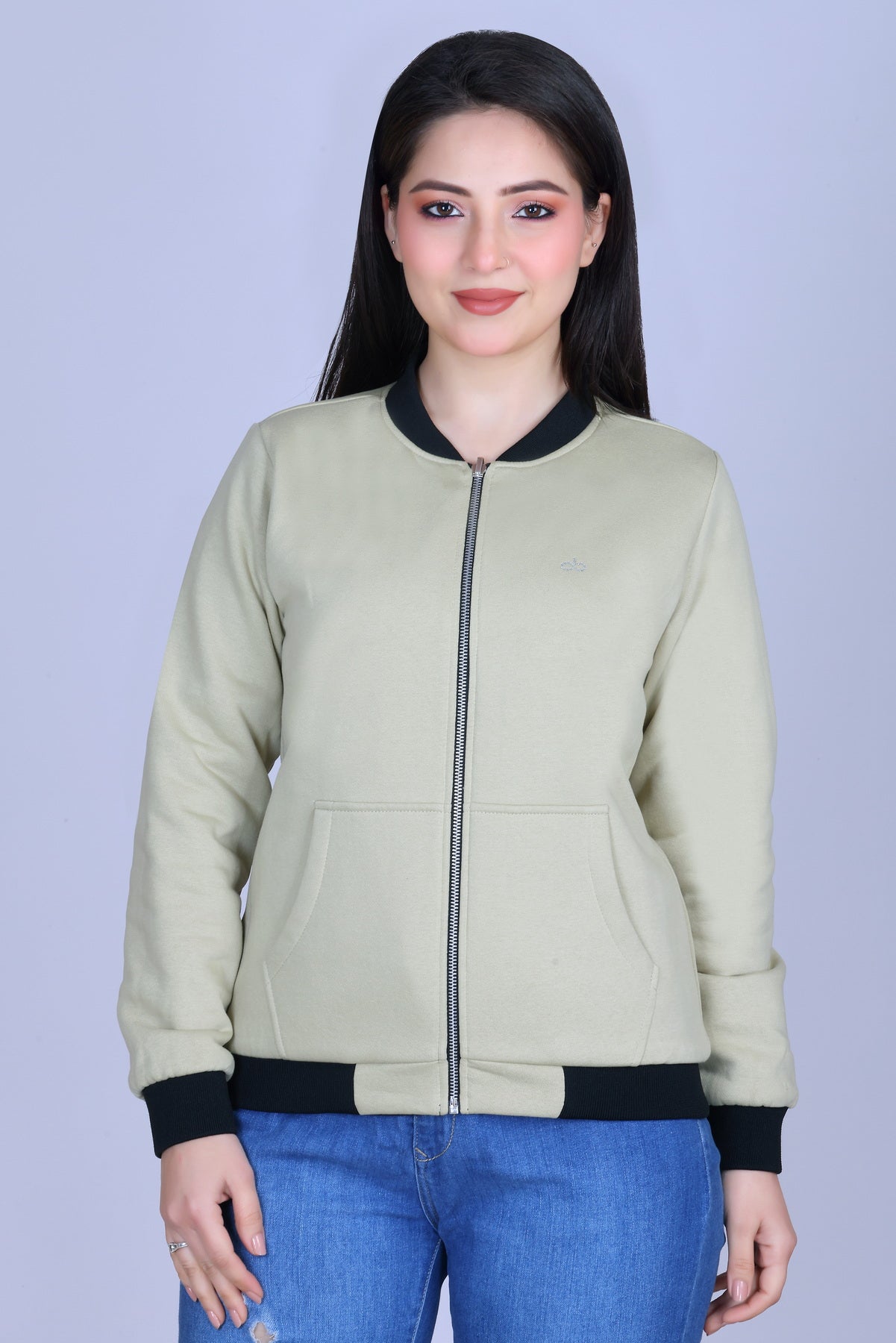 Angelbells Reversible Black-Kiwi Bomber: YKK Zip Dual-Fleece Luxury