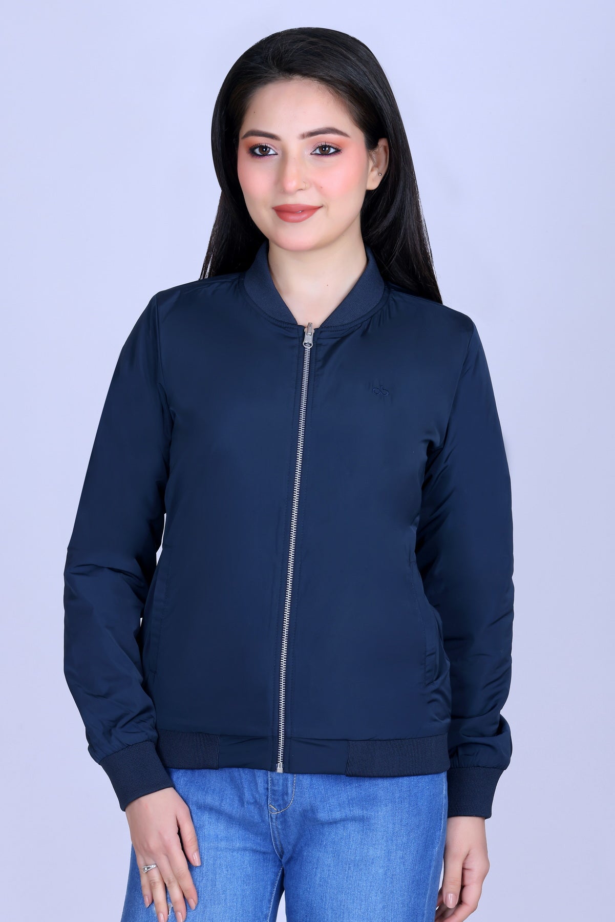 Angelbells Reversible Navy-Pink Bomber: YKK Zip Dual-Fleece Luxury