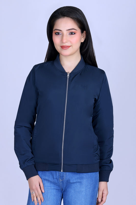 Angelbells Reversible Navy-Pink Bomber: YKK Zip Dual-Fleece Luxury