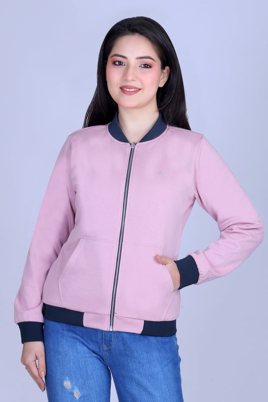Angelbells Reversible Navy-Pink Bomber: YKK Zip Dual-Fleece Luxury