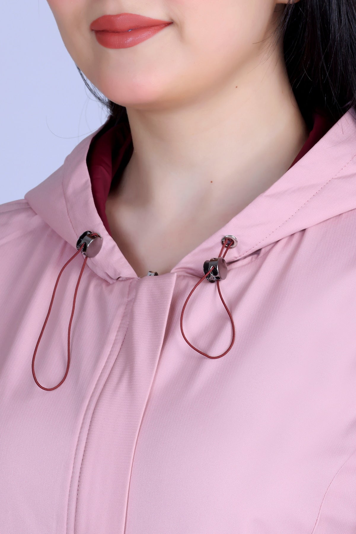 **Angelbells Pink-Maroon Reversible Hoodie: Elastic Dual-NS Bomber Bliss**