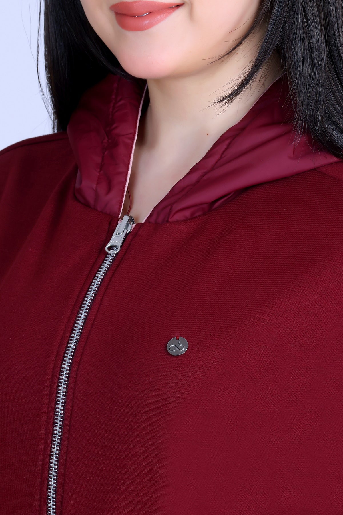 **Angelbells Pink-Maroon Reversible Hoodie: Elastic Dual-NS Bomber Bliss**