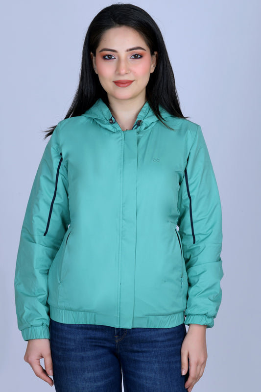 **Angelbells Green-Navy Reversible Hoodie: Elastic Dual-NS Bomber Bliss**