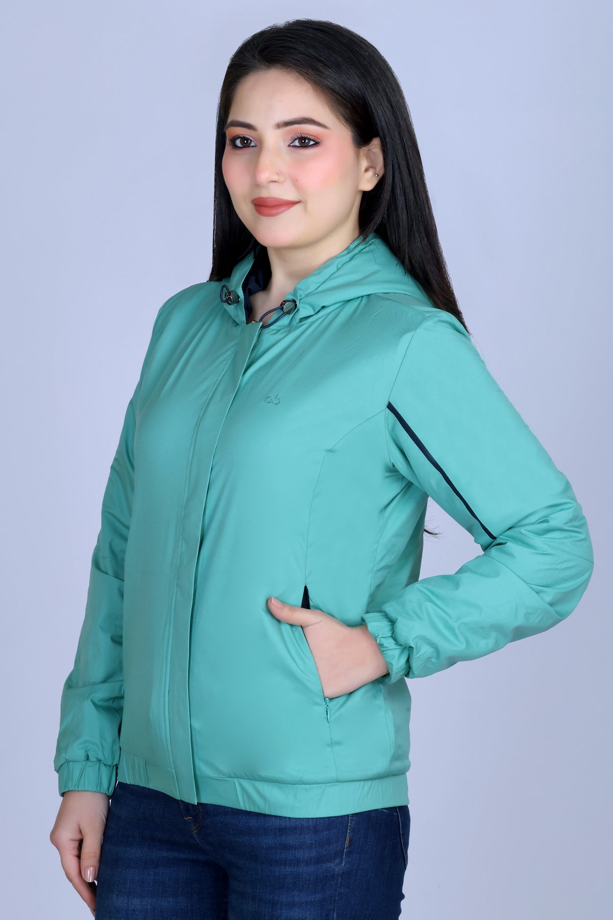 **Angelbells Green-Navy Reversible Hoodie: Elastic Dual-NS Bomber Bliss**