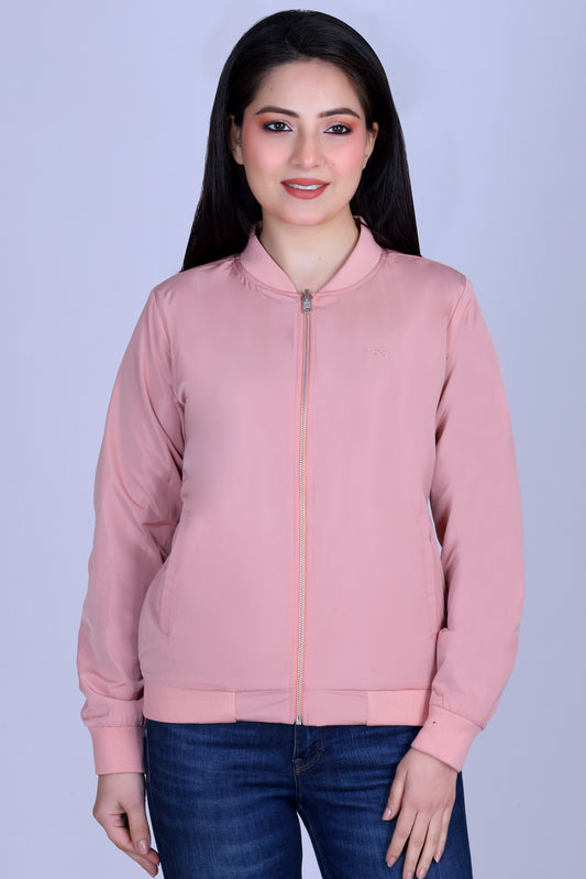 Angelbells Reversible Salmon-Wine Bomber: YKK Zip Dual-Fleece Luxury