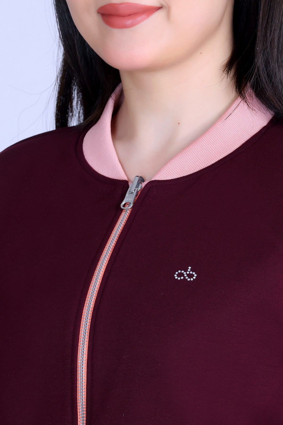 Angelbells Reversible Salmon-Wine Bomber: YKK Zip Dual-Fleece Luxury