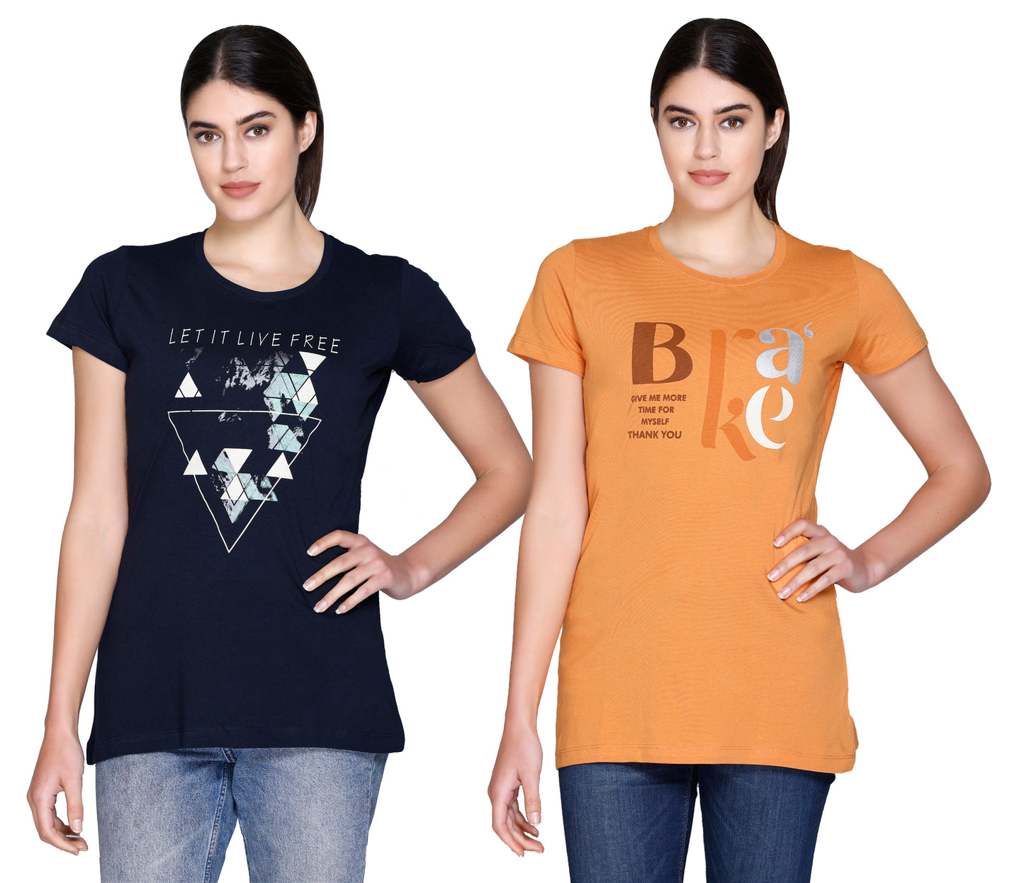 Angelbells Women's Cotton Stylish Tees Pack of 2