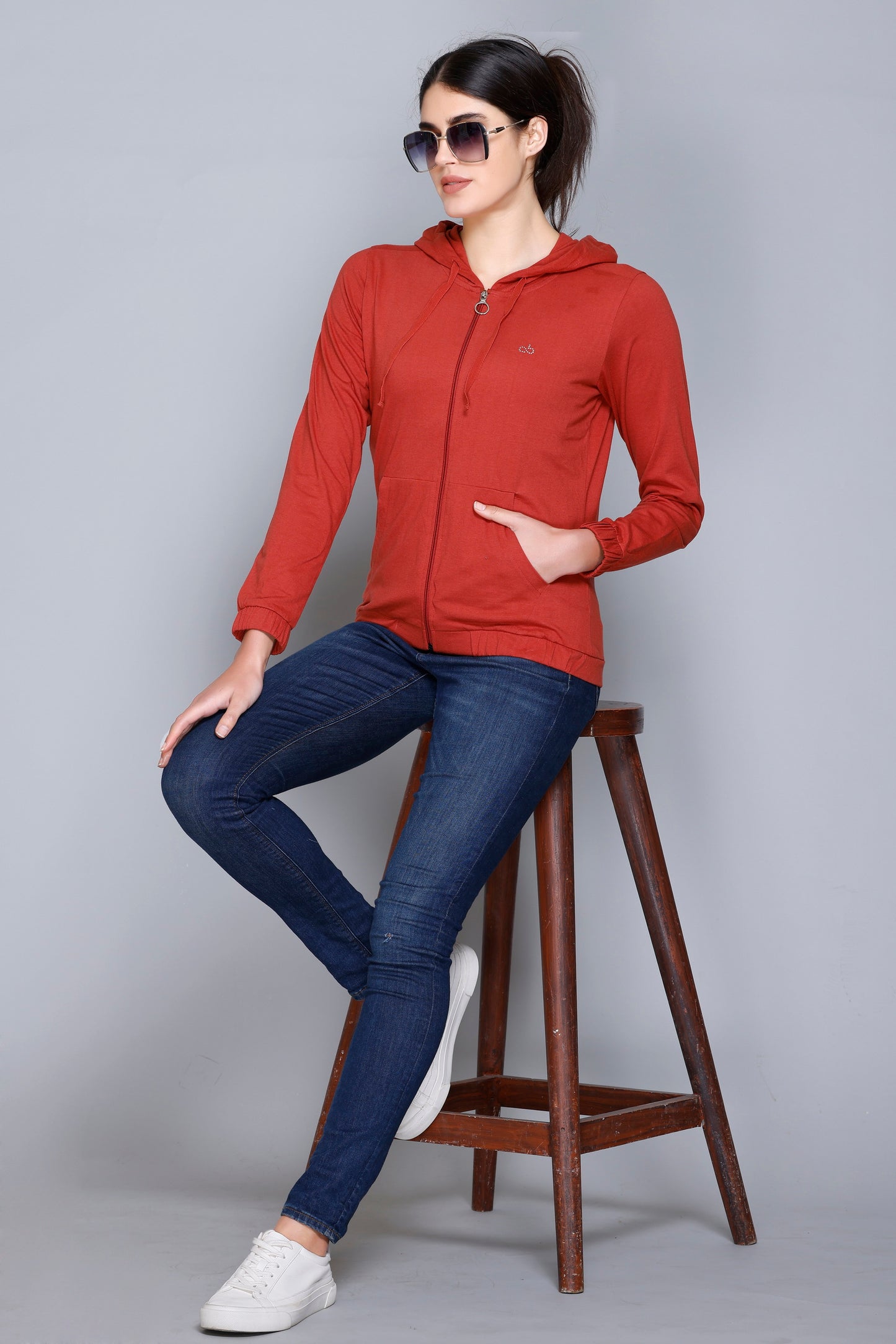 ANGELBELLS Sun Protection Hoodie – Elegant & Cozy Everyday Layer | Rust | 36515 FH