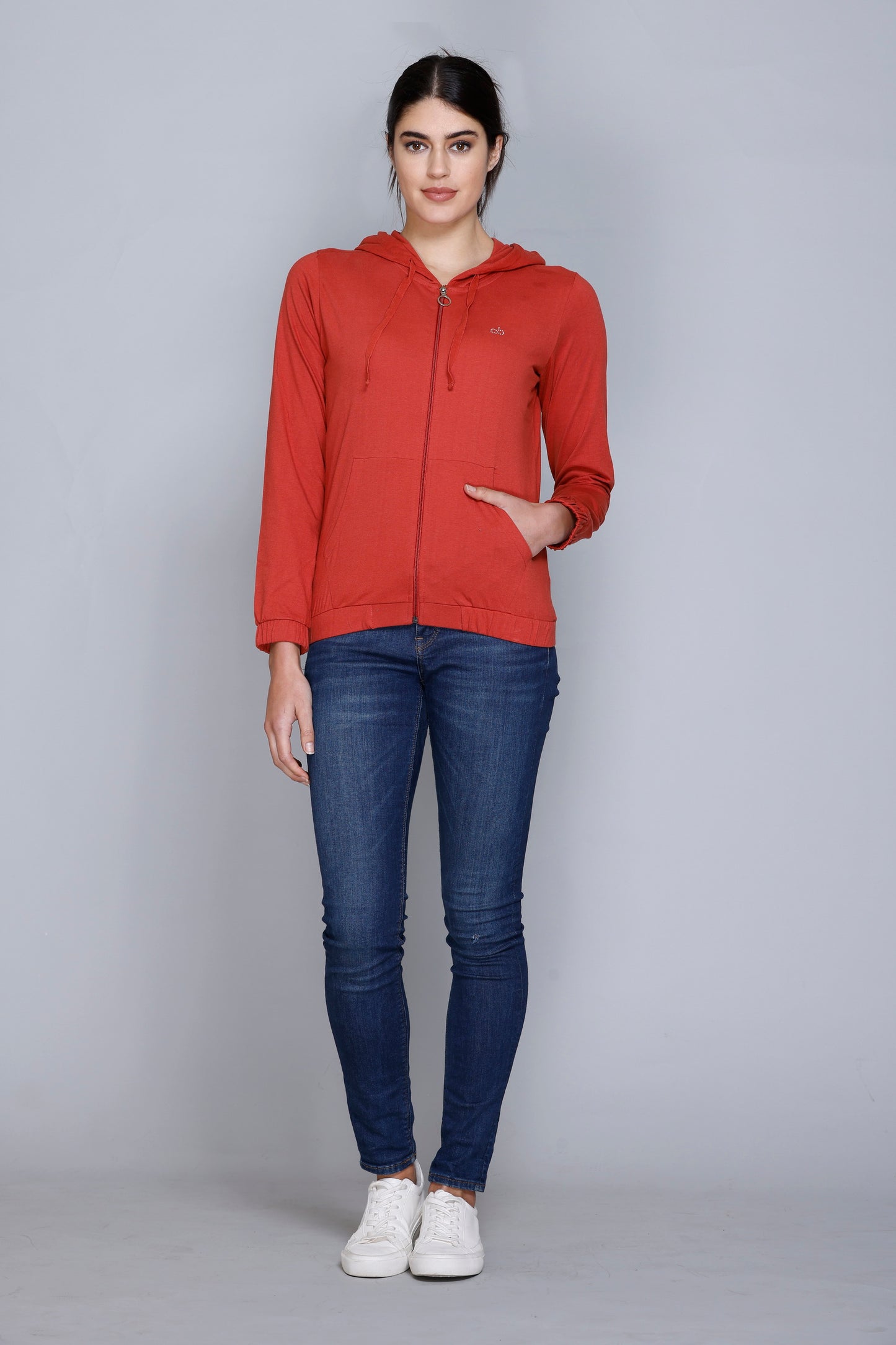 ANGELBELLS Sun Protection Hoodie – Elegant & Cozy Everyday Layer | Rust | 36515 FH