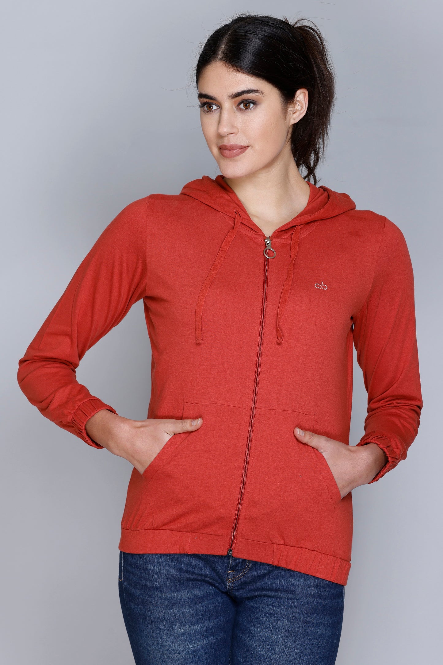 ANGELBELLS Sun Protection Hoodie – Elegant & Cozy Everyday Layer | Rust | 36515 FH
