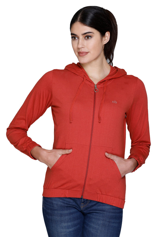 ANGELBELLS Sun Protection Hoodie – Elegant & Cozy Everyday Layer | Rust | 36515 FH