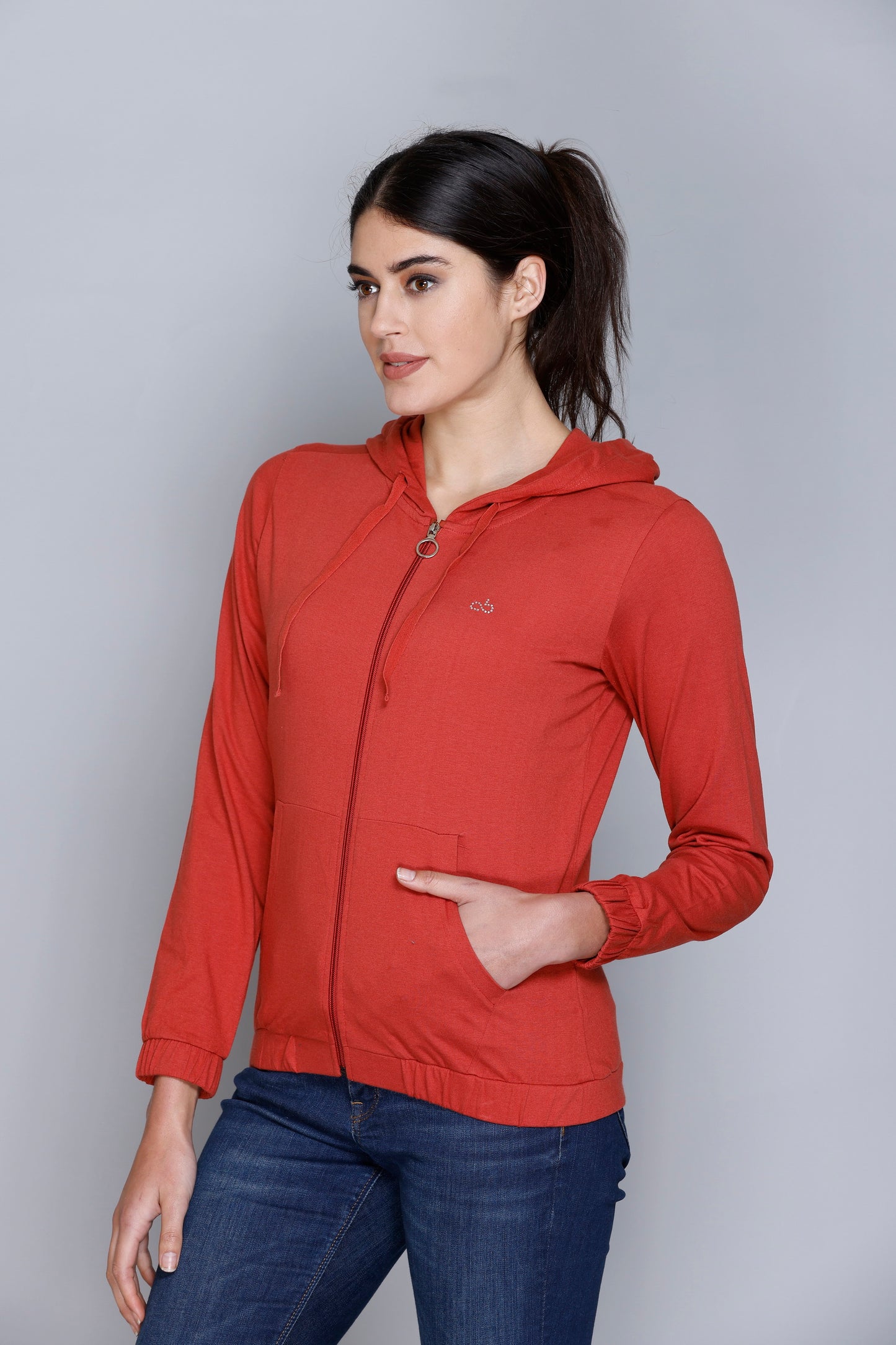ANGELBELLS Sun Protection Hoodie – Elegant & Cozy Everyday Layer | Rust | 36515 FH
