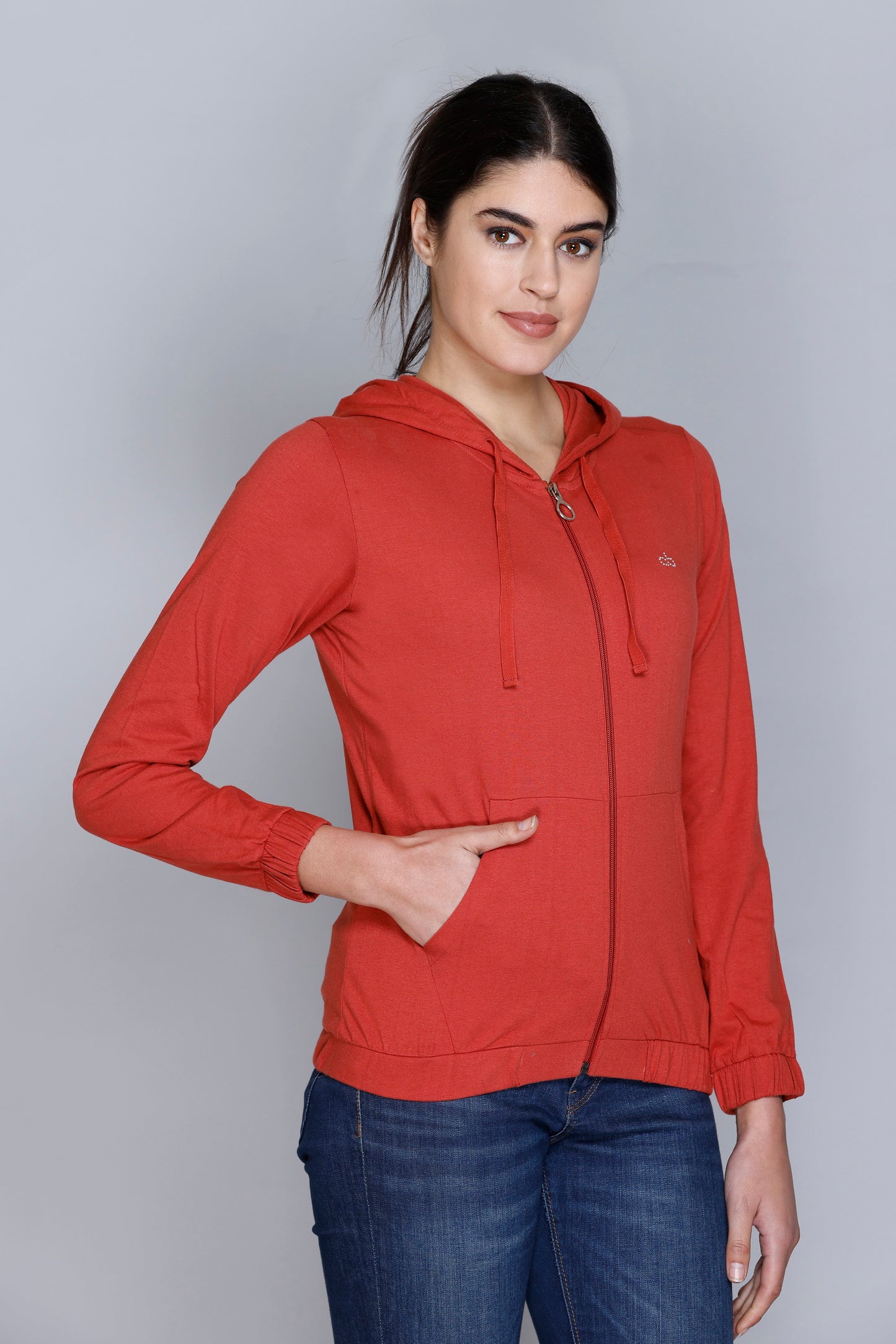 ANGELBELLS Sun Protection Hoodie – Elegant & Cozy Everyday Layer | Rust | 36515 FH