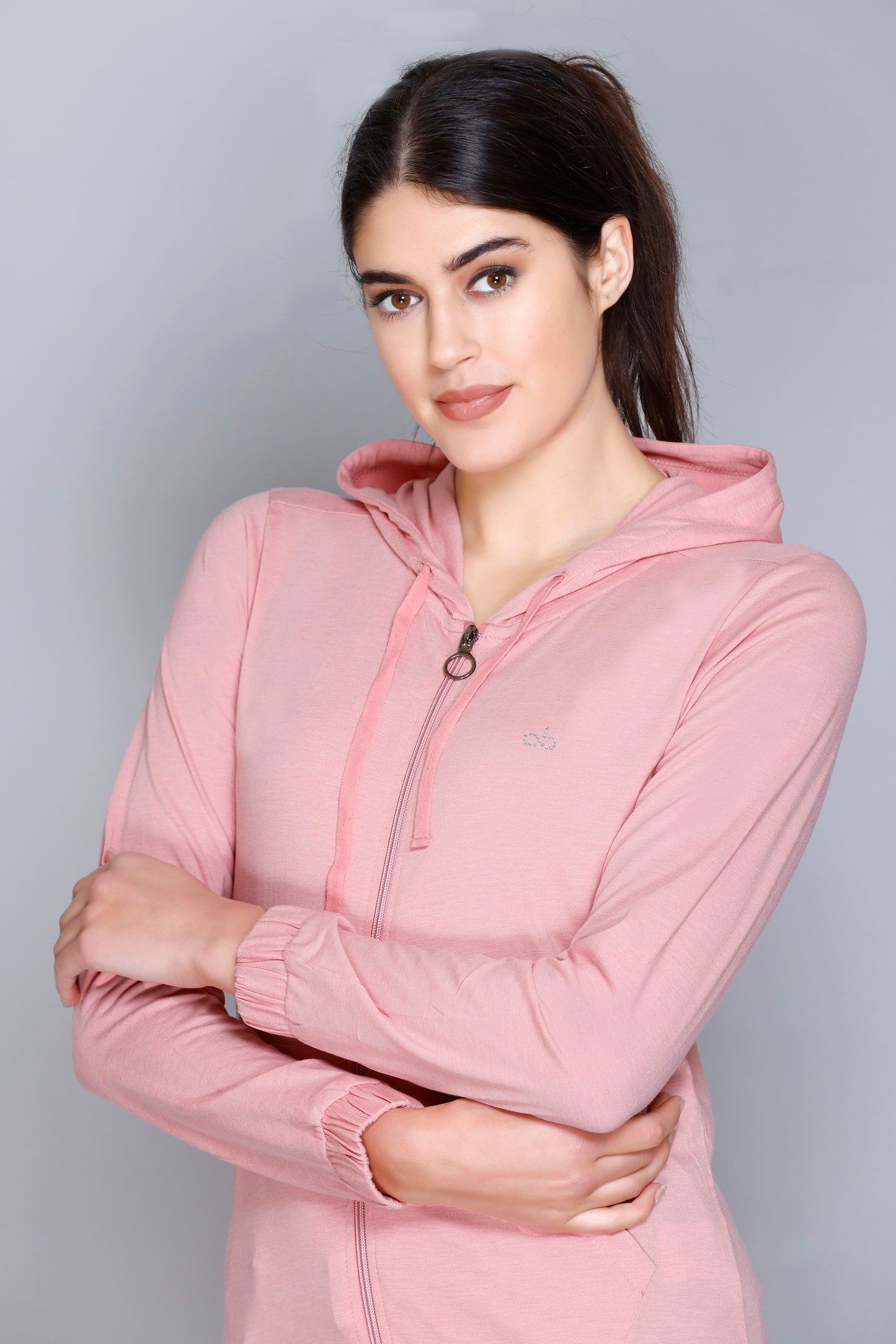 ANGELBELLS Sun Protection Hoodie – Elegant & Cozy Everyday Layer | Dusty Pink | 36515 FH