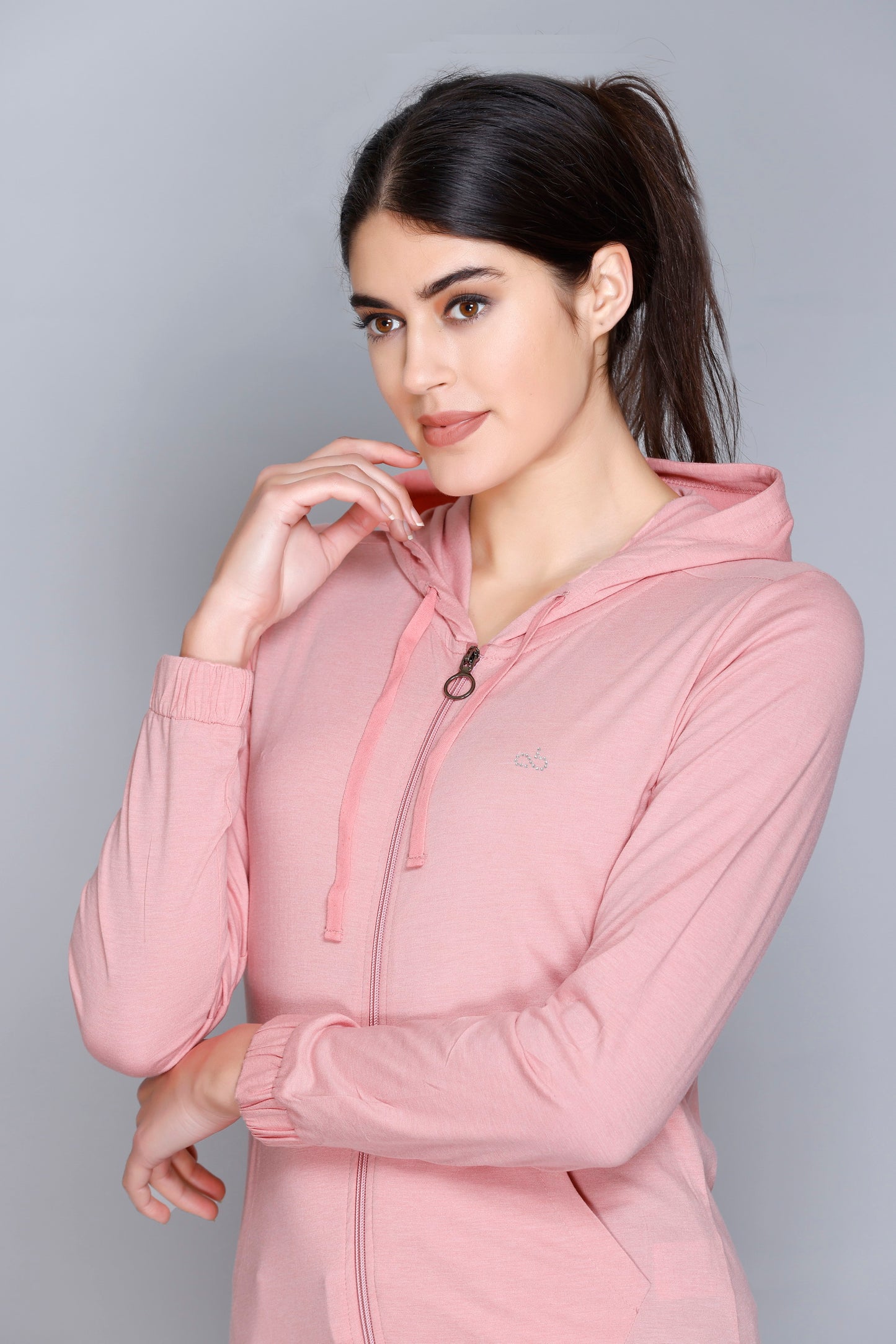ANGELBELLS Sun Protection Hoodie – Elegant & Cozy Everyday Layer | Dusty Pink | 36515 FH