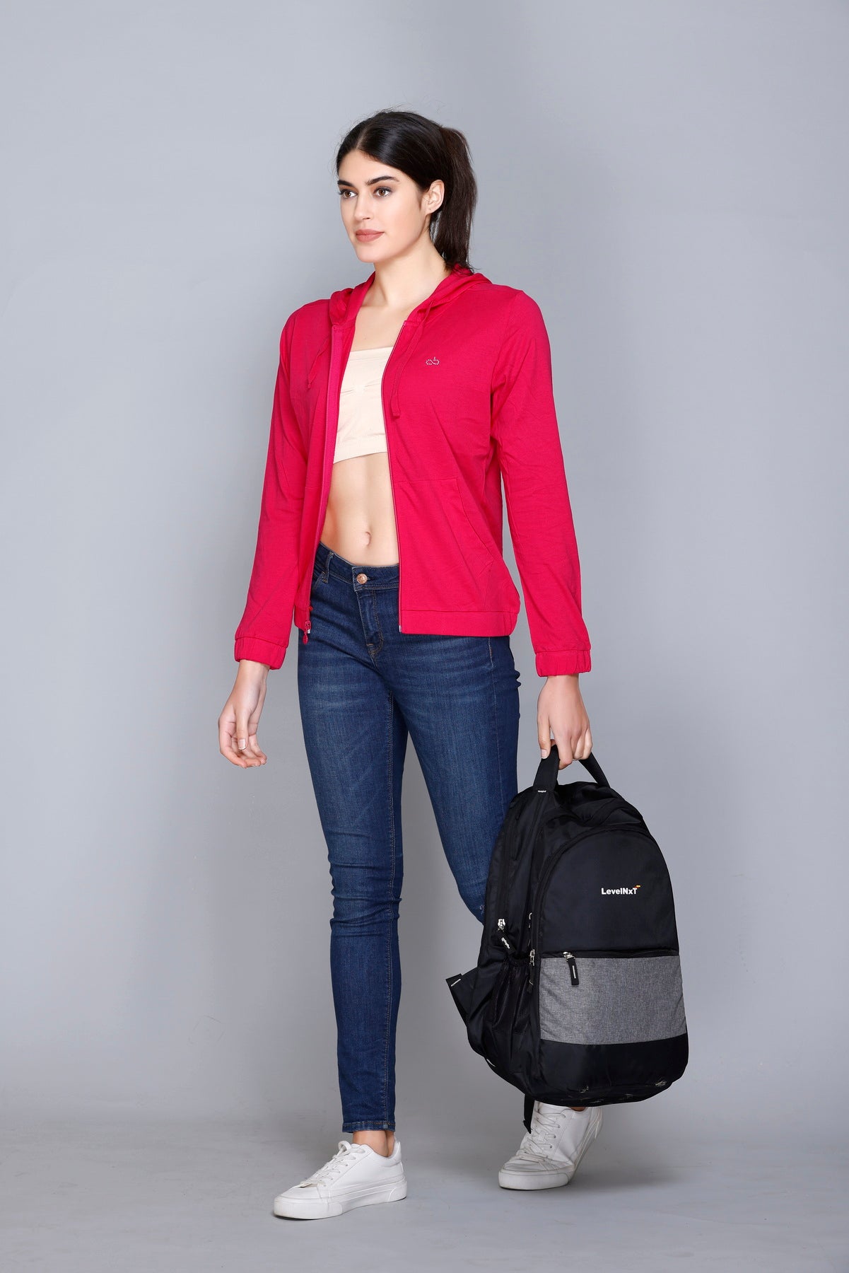 ANGELBELLS Sun Protection Hoodie – Elegant & Cozy Everyday Layer | Red | 36515 FH