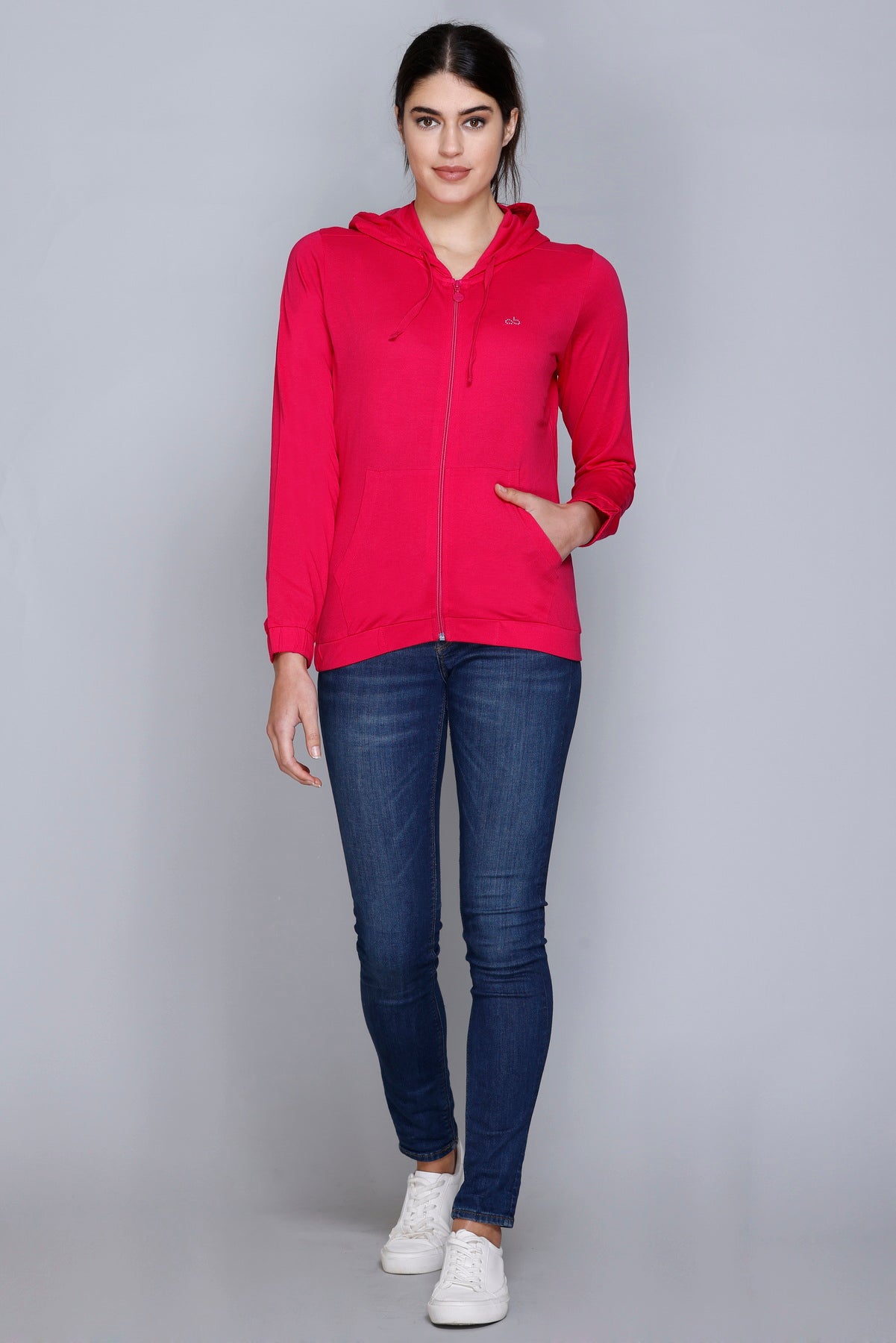 ANGELBELLS Sun Protection Hoodie – Elegant & Cozy Everyday Layer | Red | 36515 FH