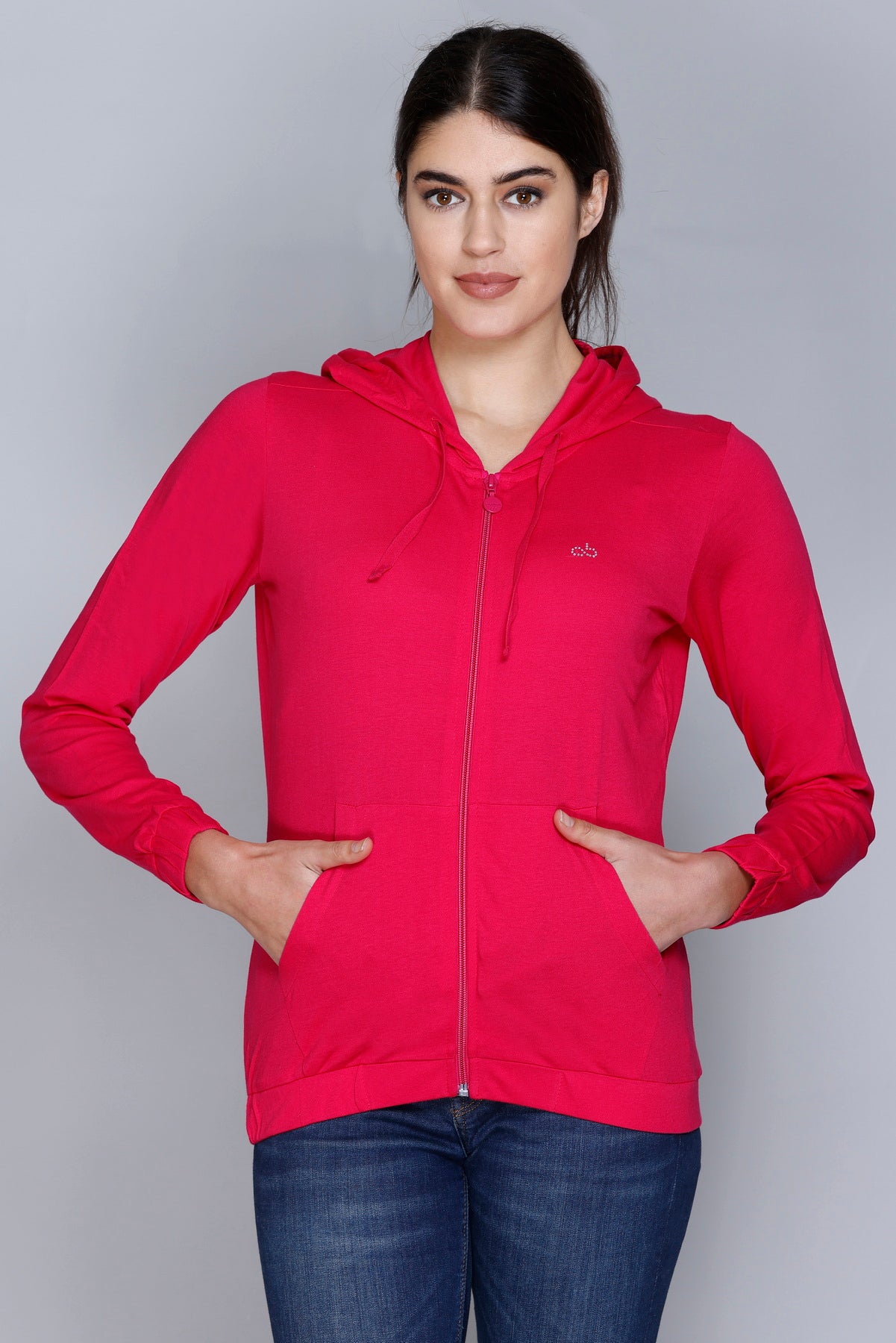 ANGELBELLS Sun Protection Hoodie – Elegant & Cozy Everyday Layer | Red | 36515 FH