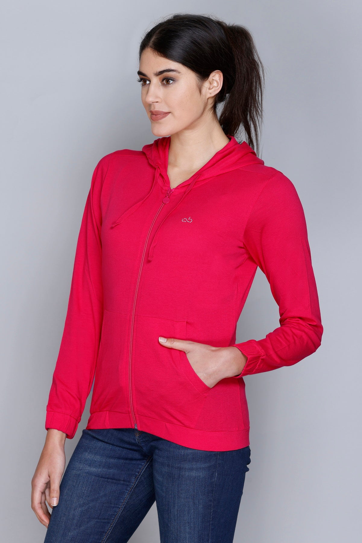 ANGELBELLS Sun Protection Hoodie – Elegant & Cozy Everyday Layer | Red | 36515 FH
