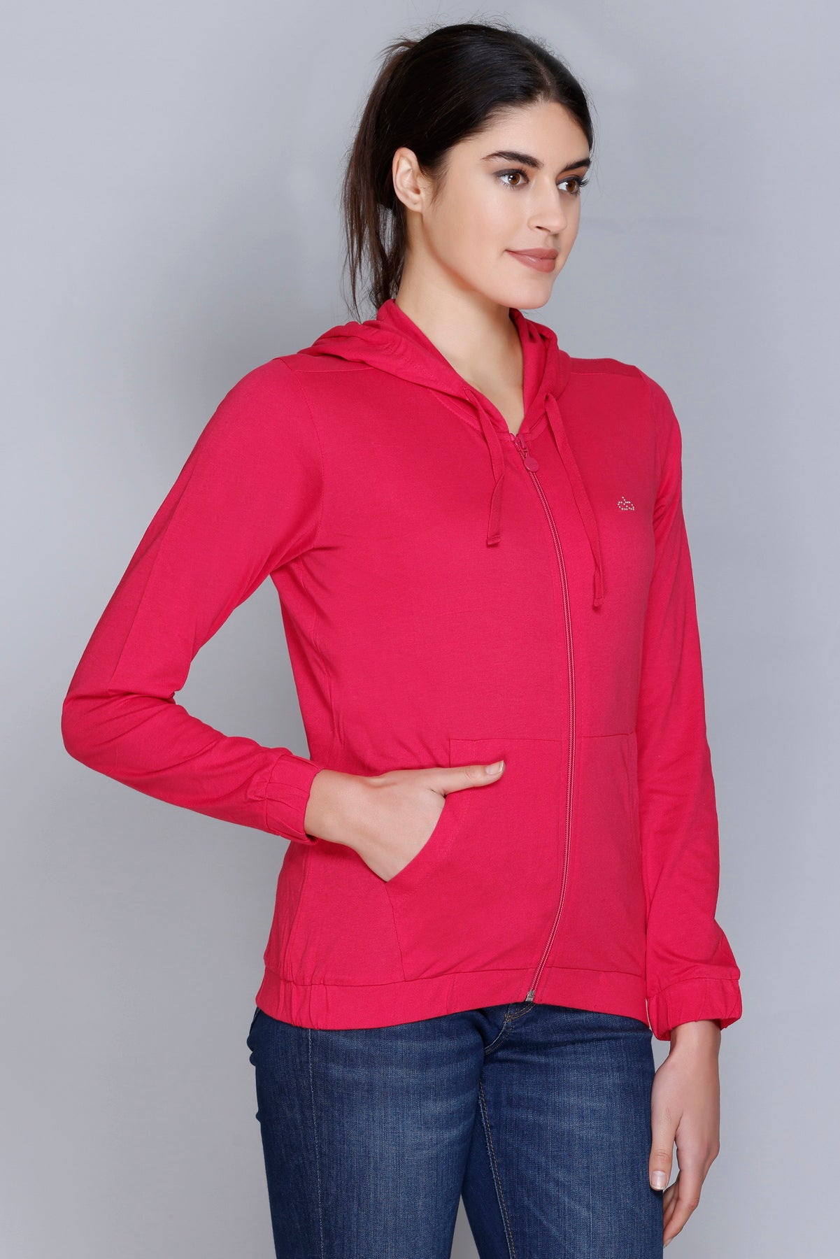 ANGELBELLS Sun Protection Hoodie – Elegant & Cozy Everyday Layer | Red | 36515 FH