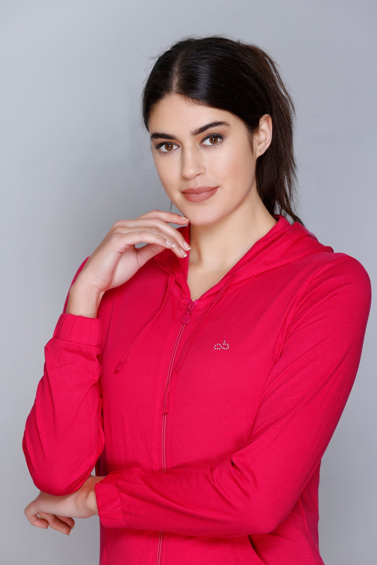 ANGELBELLS Sun Protection Hoodie – Elegant & Cozy Everyday Layer | Red | 36515 FH