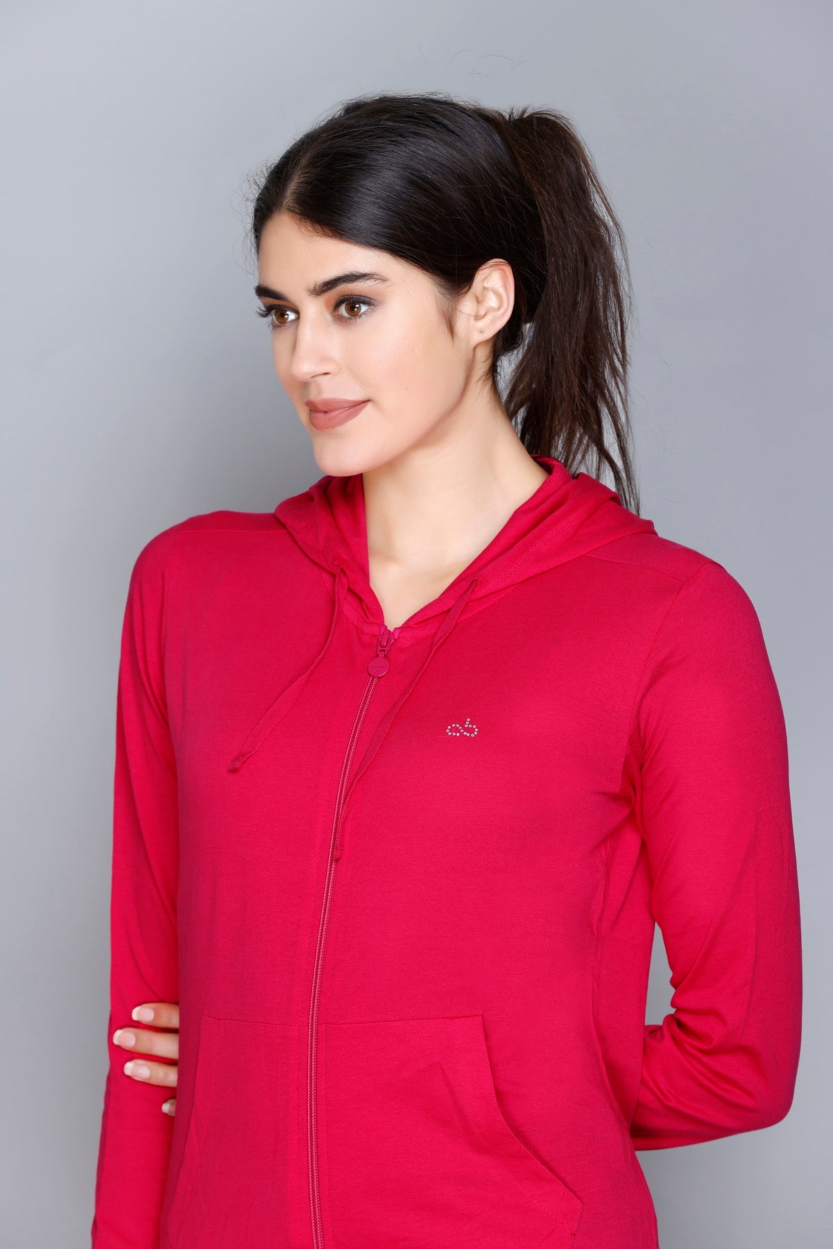 ANGELBELLS Sun Protection Hoodie – Elegant & Cozy Everyday Layer | Red | 36515 FH