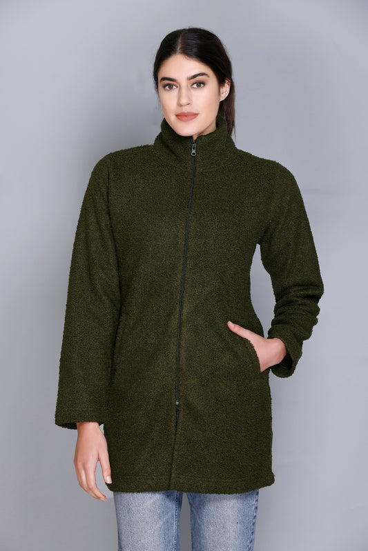 ANGELBELLS | Cloud-Soft Evergreen Sherpa Cocoon Jacket