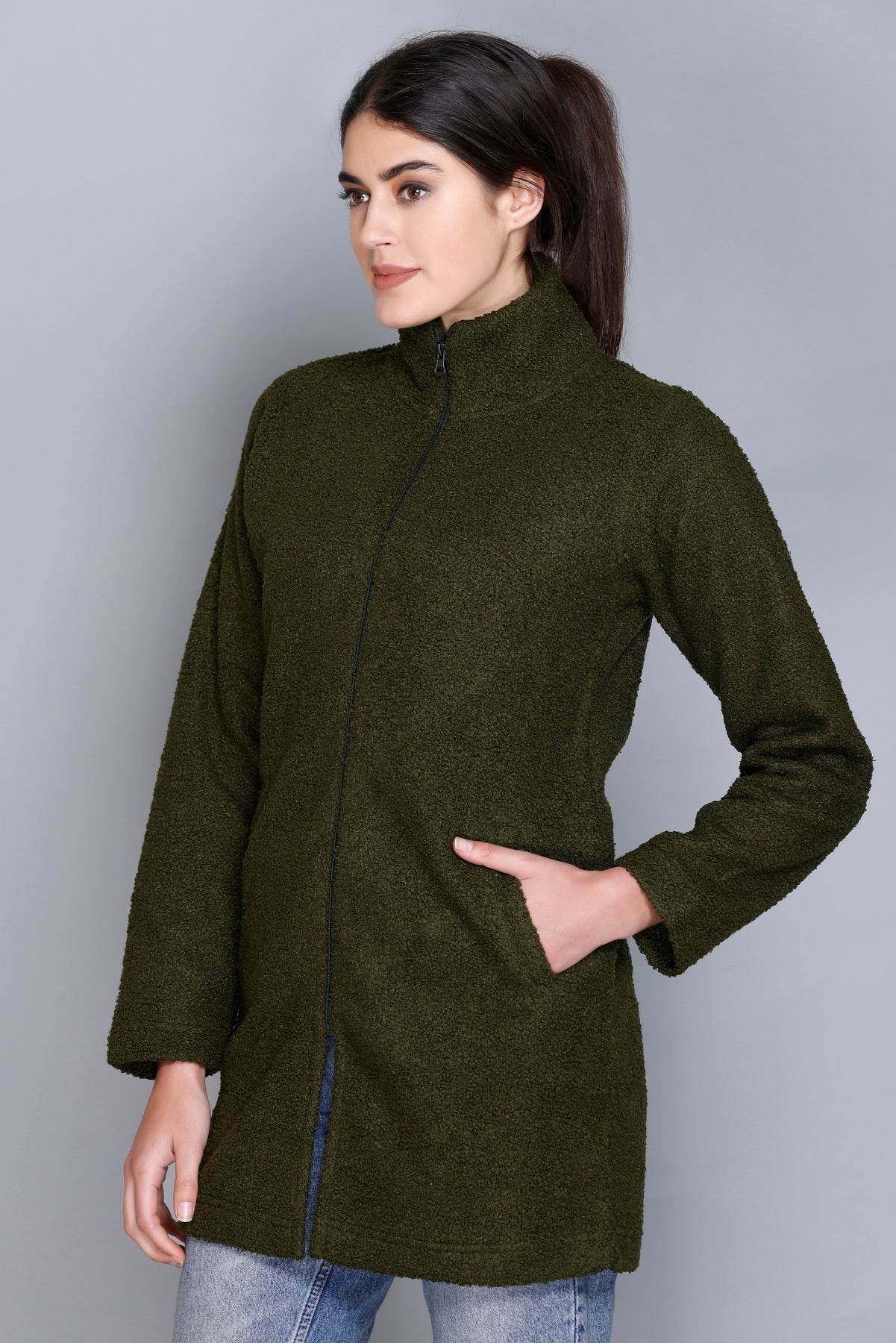 ANGELBELLS | Cloud-Soft Evergreen Sherpa Cocoon Jacket